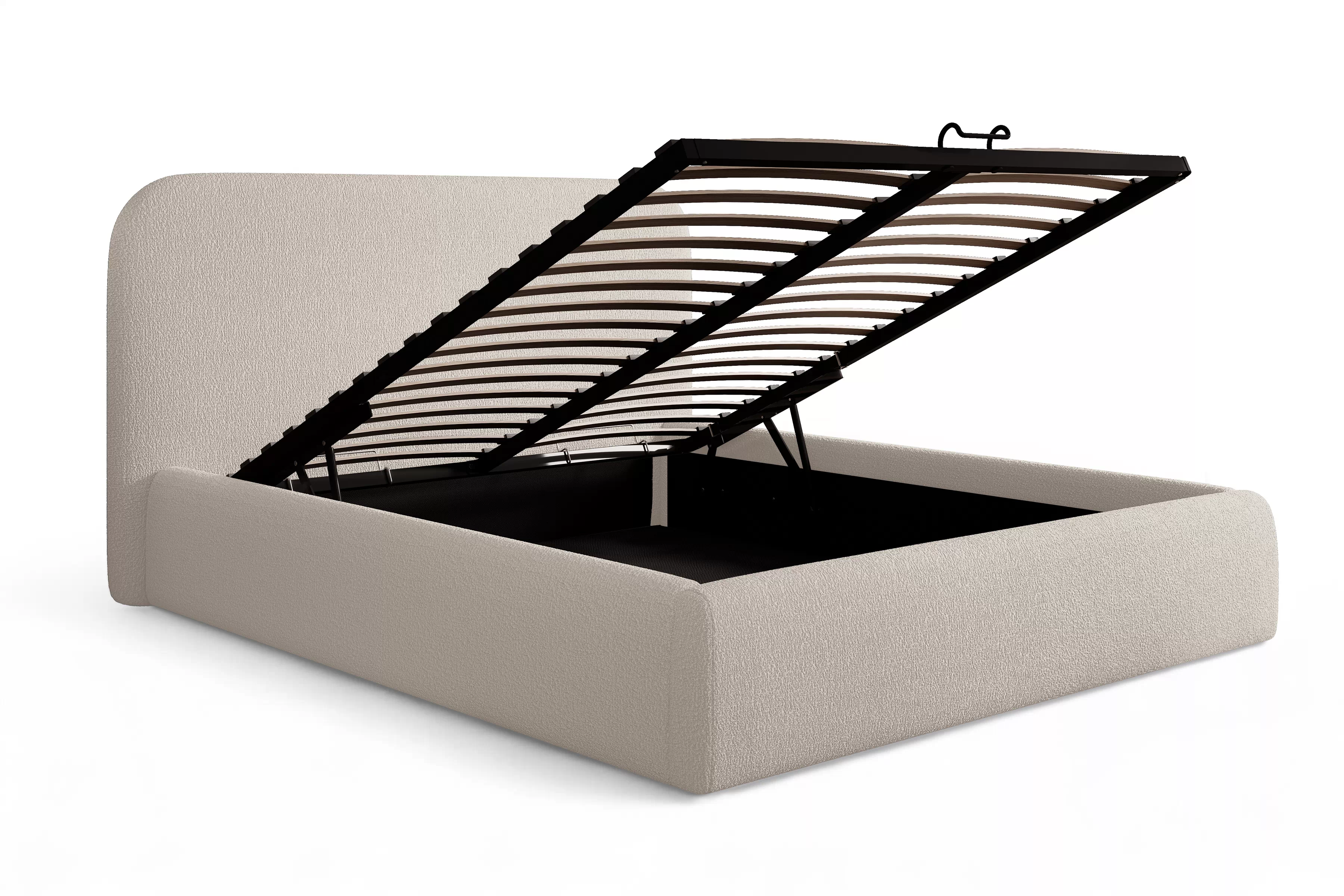 Čalúnená posteľ Rasel 180x200 s úložným priestorom - béžová bukla Quelle 03 Posteľ čalúnená Rasel 180x200 S vnútorným úložným priestorom- Béžová bukla Quelle 03