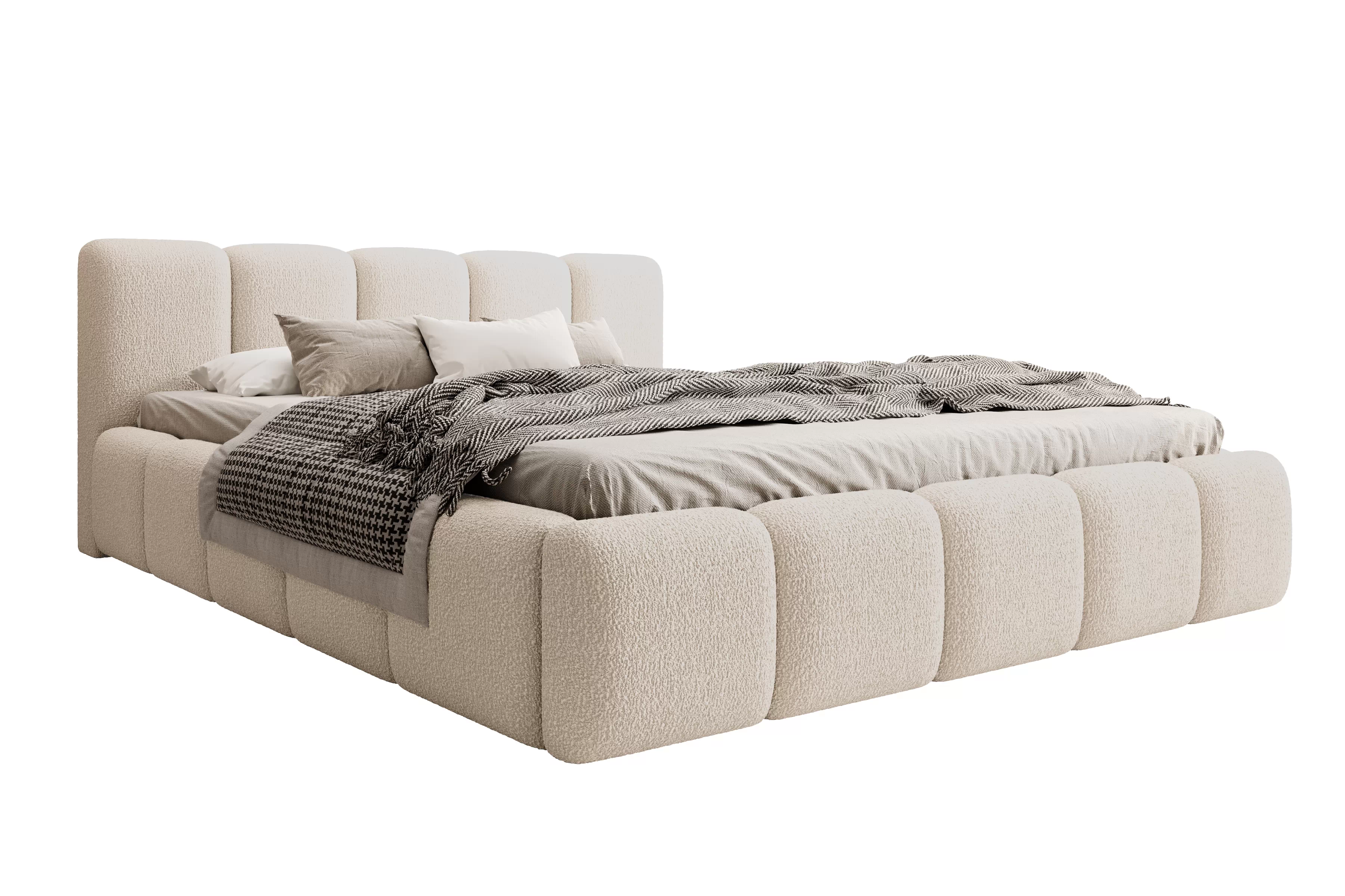 Čalúnená posteľ Tesia 160x200 s úložným priestorom - béžová bukla Quelle 03 Posteľ čalúnená Tesia 160x200 S vnútorným úložným priestorom- Béžová bukla Quelle 03