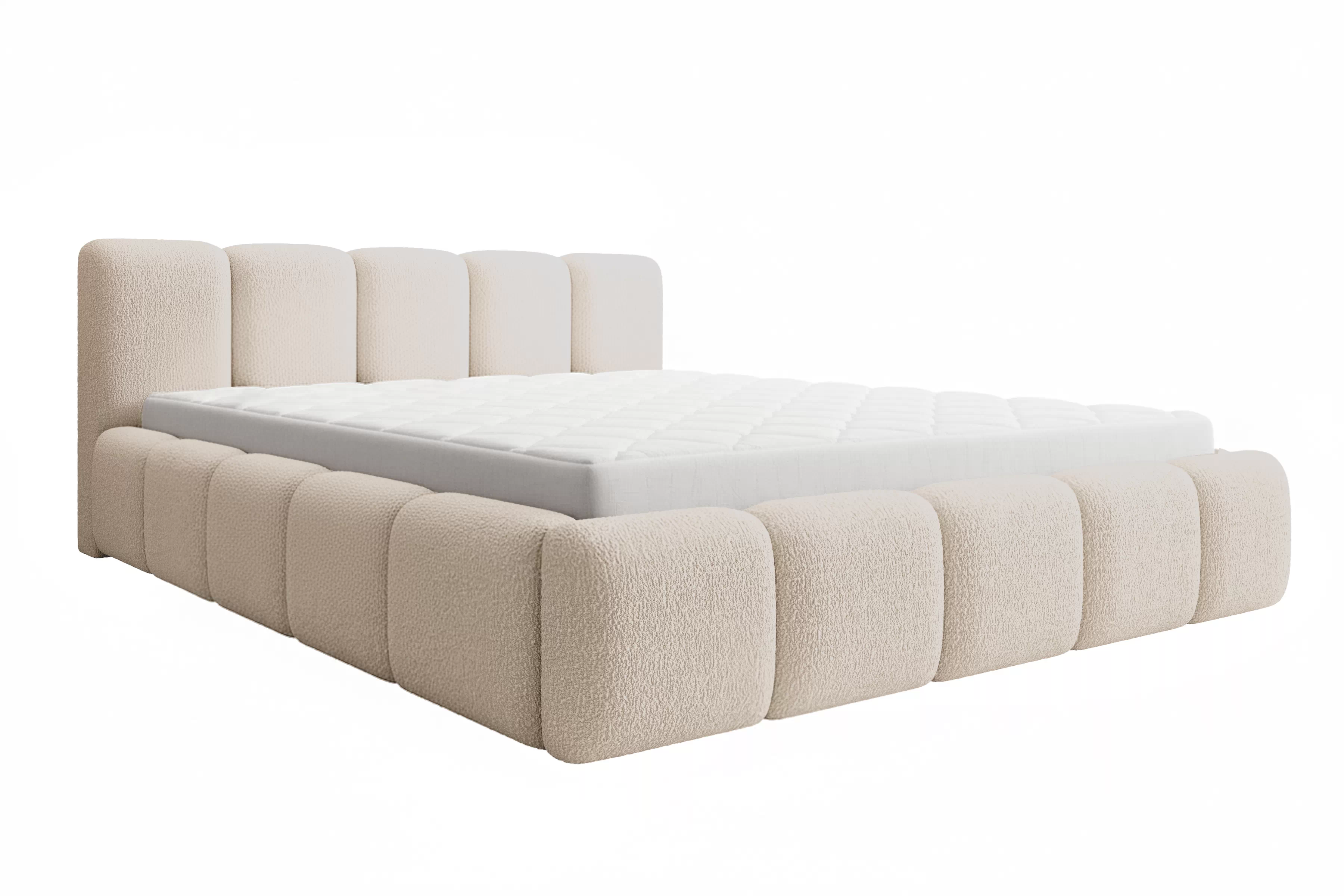 Čalúnená posteľ Tesia 160x200 s úložným priestorom - béžová bukla Quelle 03 Posteľ čalúnená Tesia 160x200 S vnútorným úložným priestorom- Béžová bukla Quelle 03