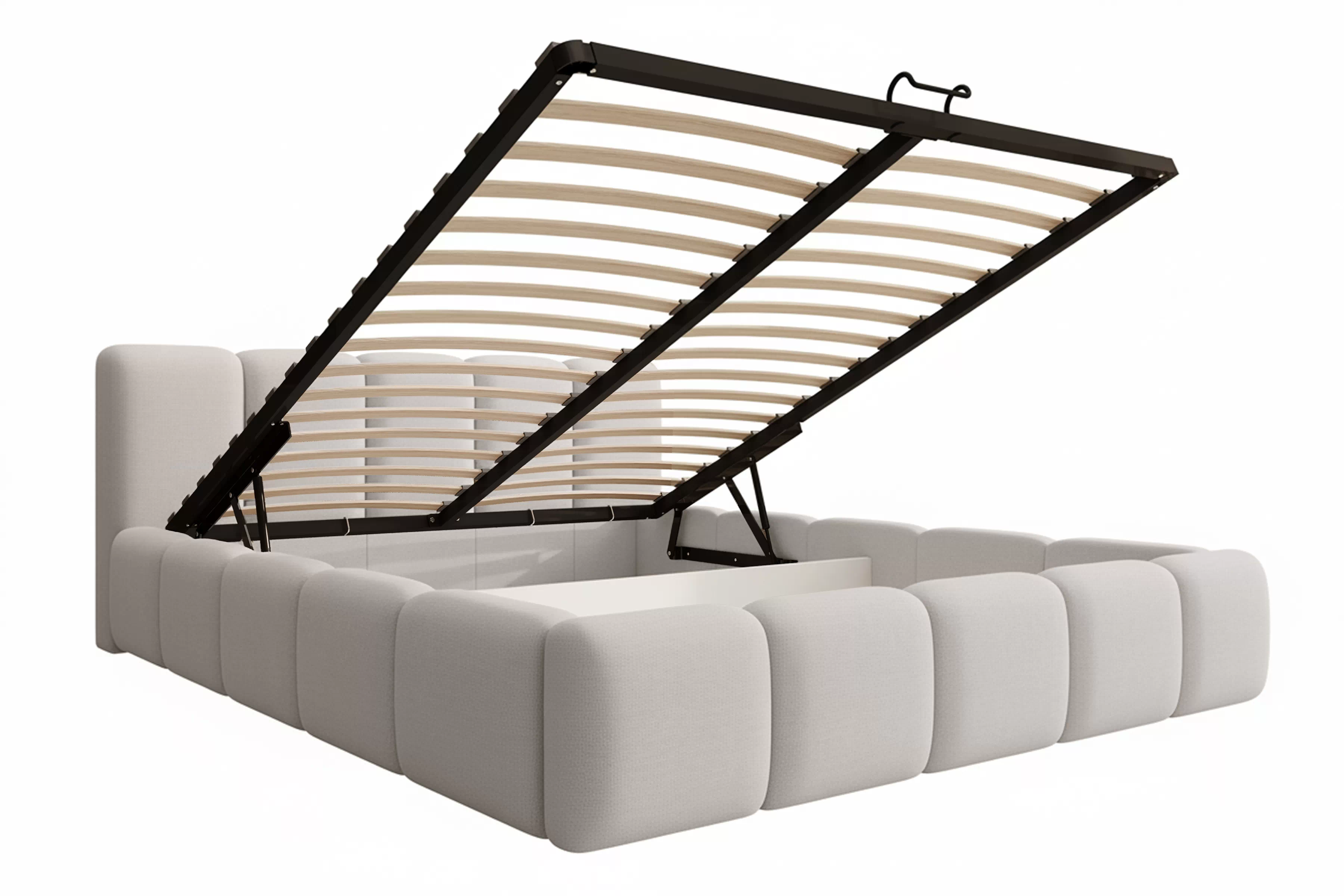 Čalouněná postel Tesia 180x200 s úložným prostorem - světle béžový samet Castel 03 Postel čalouněné Tesia 180x200 s úložným prostorem- světlý béžová samet Castel 03