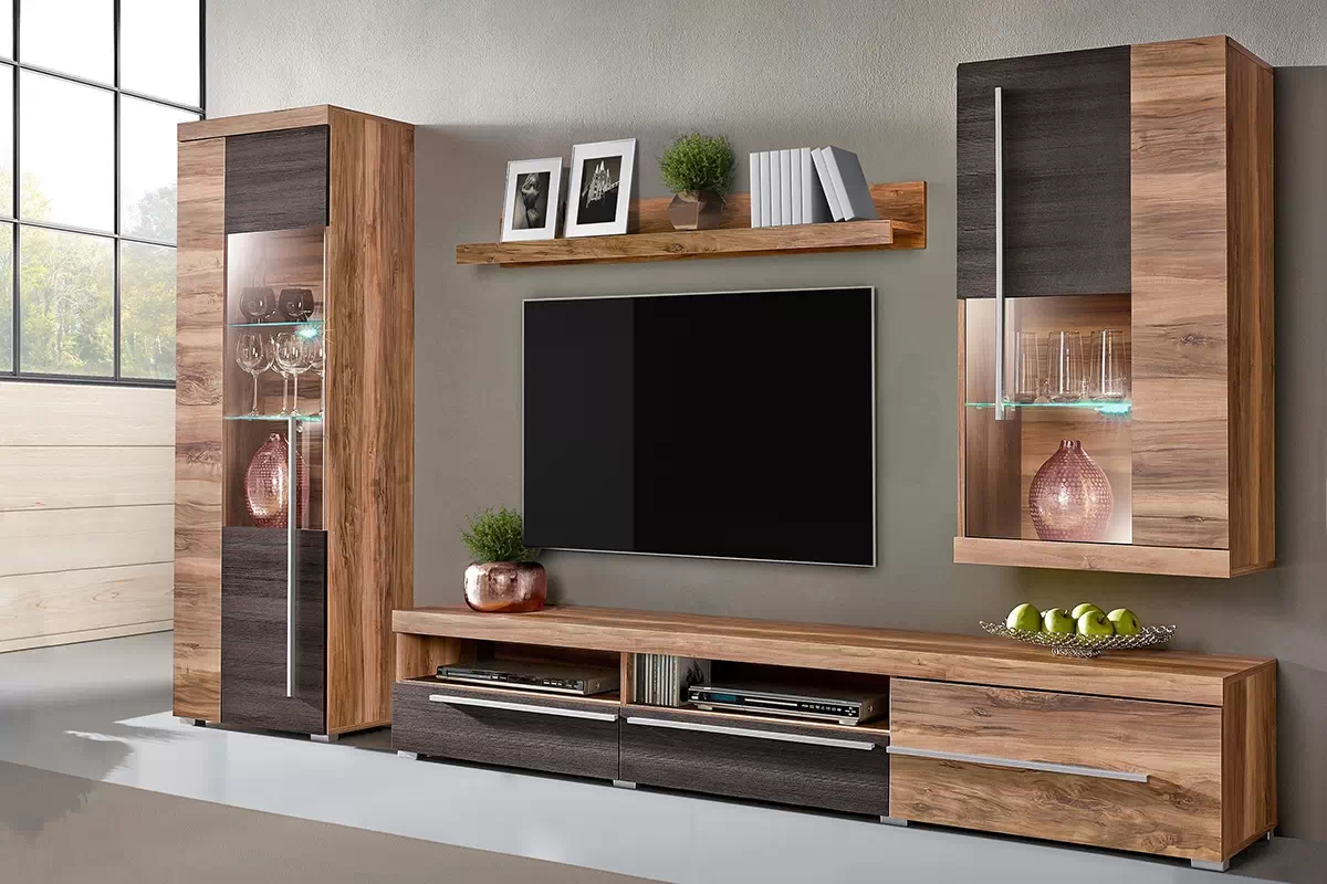 Obývací stěna Roger 10 - Ořech satynowy / touchwood Hnědá Obývací stěna