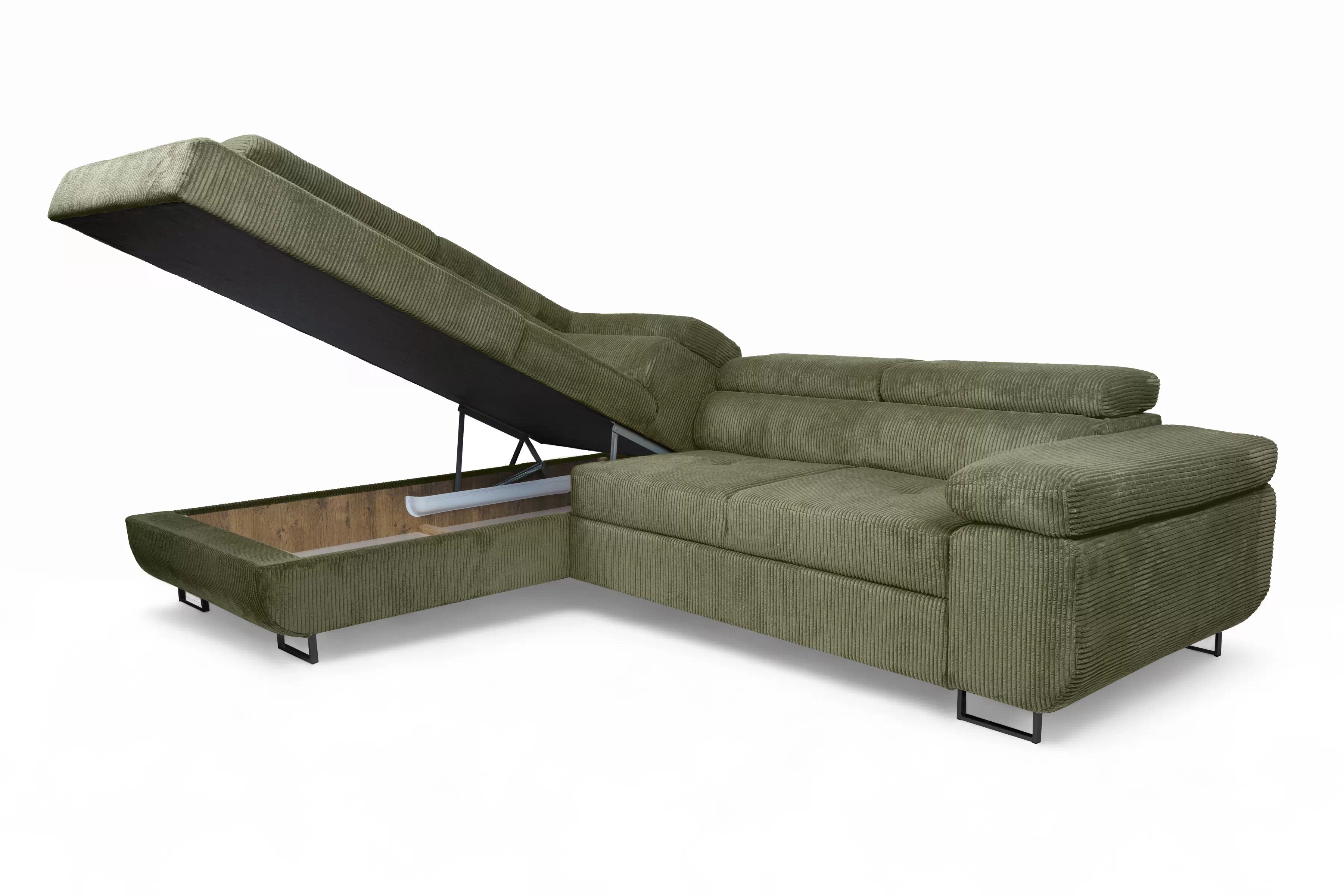 Rohová sedačka Annabelle L ľavostranná - zelený manšester Lincoln 37 / čierne nohy Rohová sedacia súprava do obývacej izby Annabelle L Ľavá strana - Zelený MENČESTER Lincoln 37 / nožičky čierny