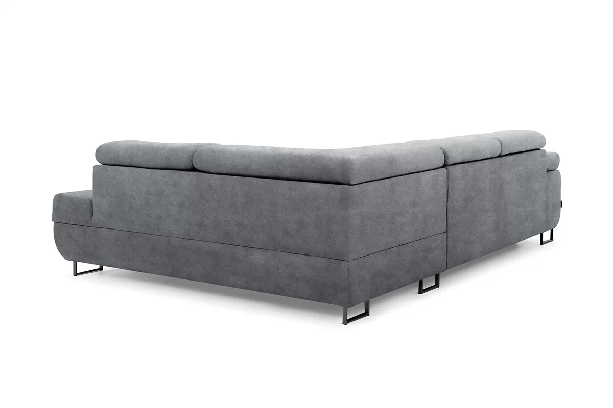 Rozkladacia rohová sedacia súprava Annabelle L pravá - grafitový zamat Zetta 304 / čierne nožičky Rohová sedacia súprava do obývacej izby Annabelle L pravá strana - Grafitový zamat hydrofobowy Zetta 304 / nožičky čierny