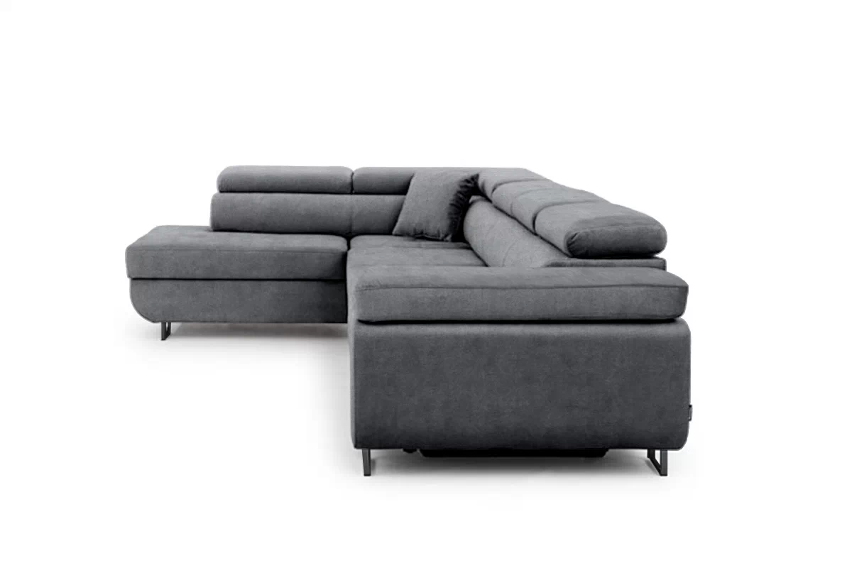 Rozkladacia rohová sedacia súprava Annabelle Maxi ľavá - grafitový ľahkočistiaci zamat Zetta 304 / čierne nožičky Rohová sedacia súprava do obývacej izby Annabelle Maxi Ľavá strana - Grafitový zamat ľahkočistiaci Zetta 304 / nožičky čierny