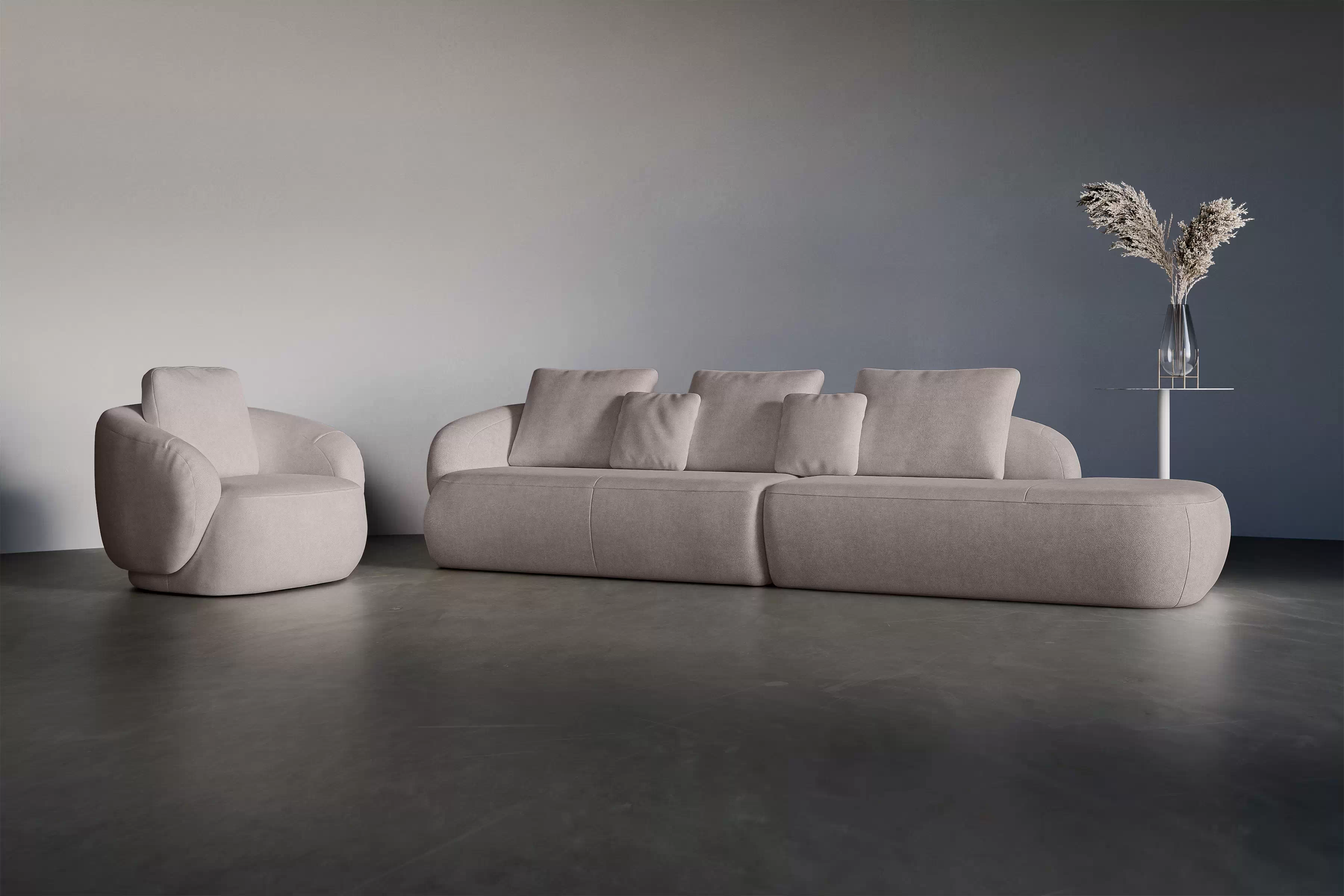 Rohová sedací souprava Finezal OTOP+2L - béžový šenil Tender Way 04 Rohová sedací souprava do obývacího pokoje Finezal OTOP+2L - béžová šenil Tender Way 04 