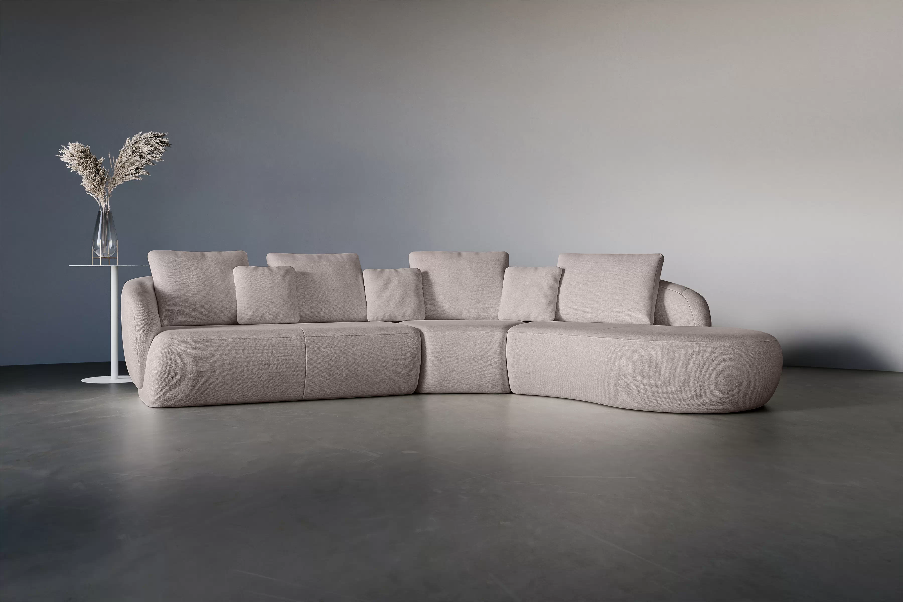 Rohová sedacia súprava Finezal 2L+C+OTP pravá - béžová žinylka Tender Way 04 Rohová sedacia súprava do obývacej izby Finezal 2L+C+OTP pravá strana - béžový šenil Tender Way 04