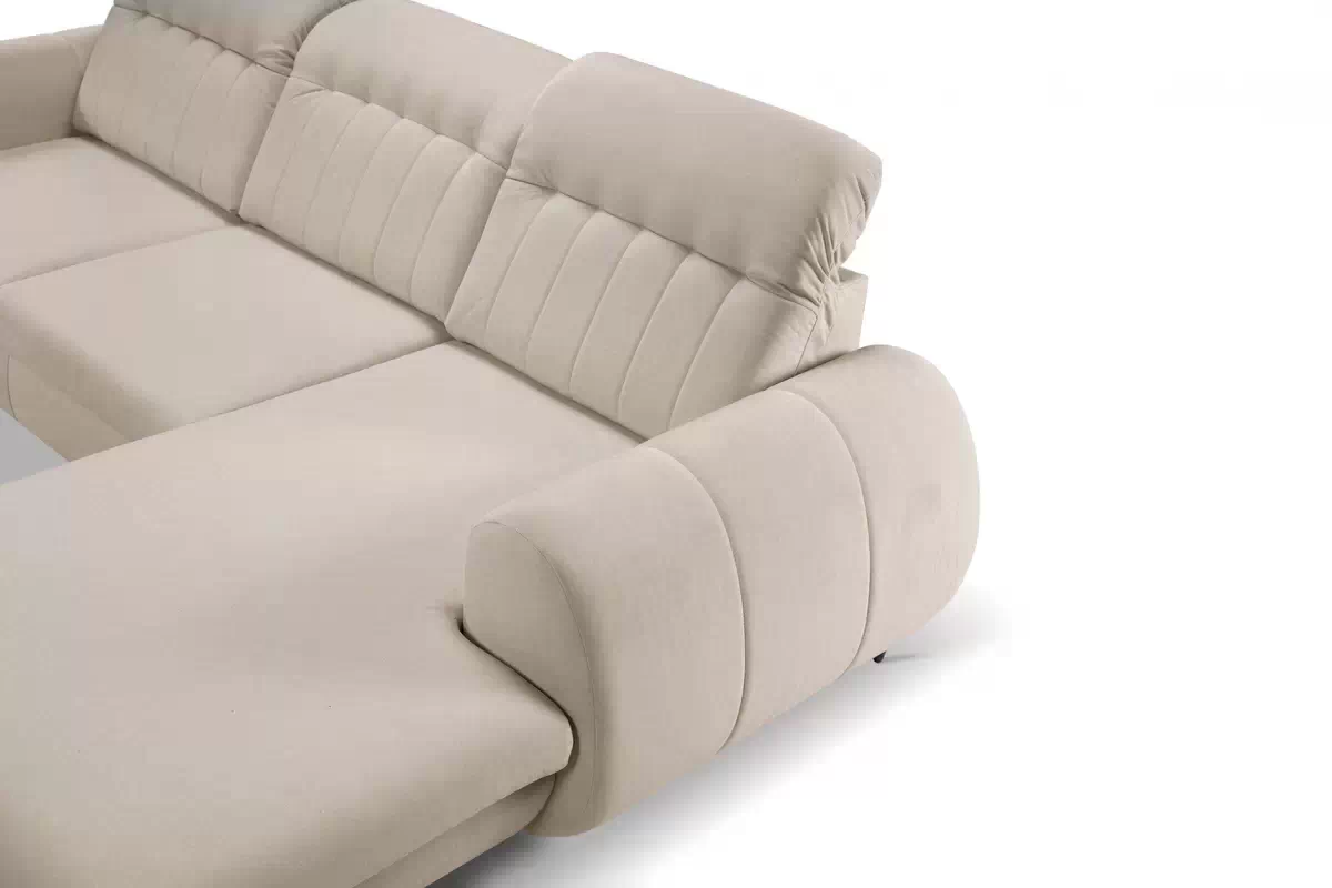 Rohová rozkládací sedací souprava Fiora levá - béžový šenil Castel 15 Rohová sedací souprava Fiora s funkcí spaní Strana levá - béžový šenil Castel 15