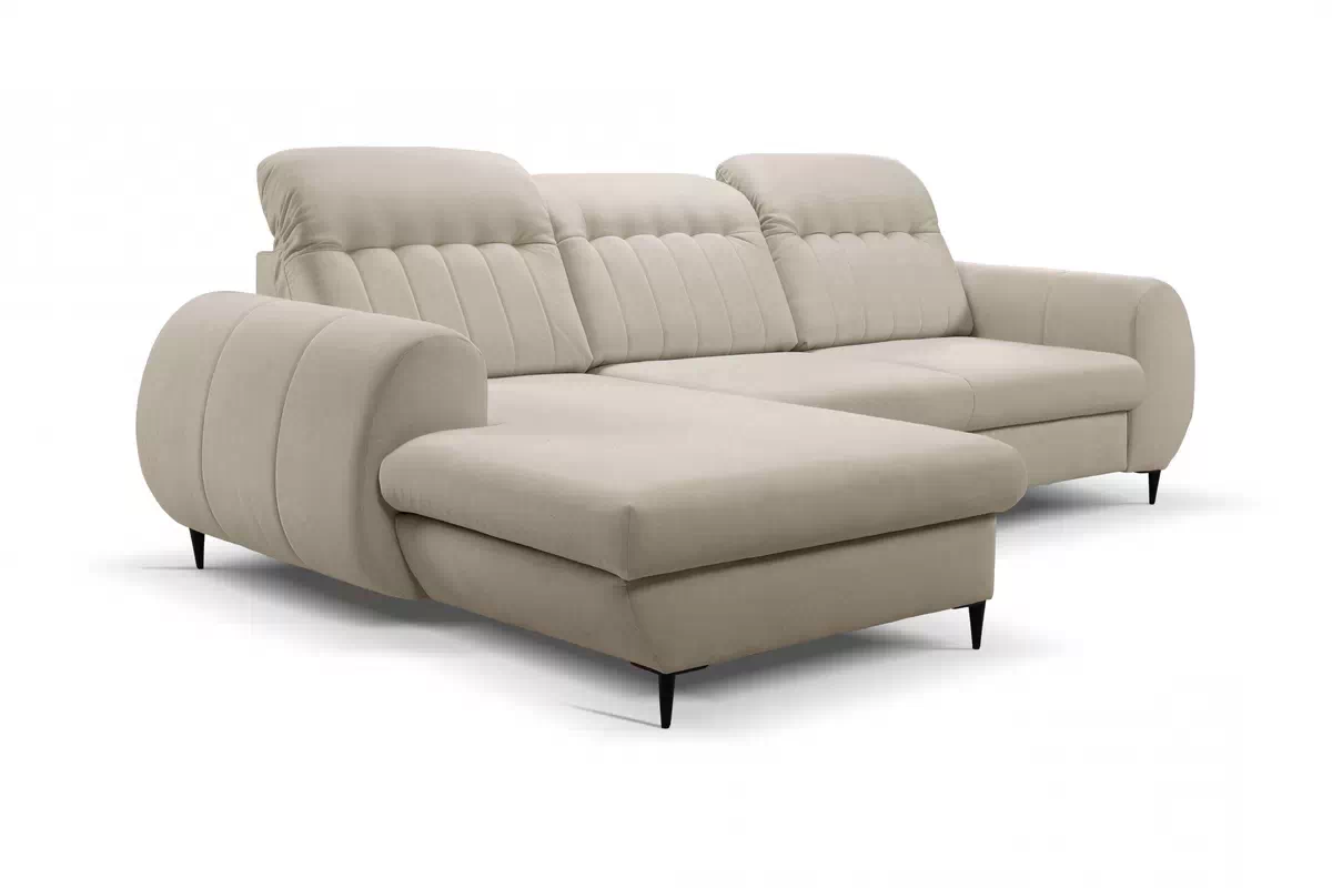 Rohová rozkládací sedací souprava Fiora levá - béžový šenil Castel 15 Rohová sedací souprava Fiora s funkcí spaní Strana levá - béžový šenil Castel 15