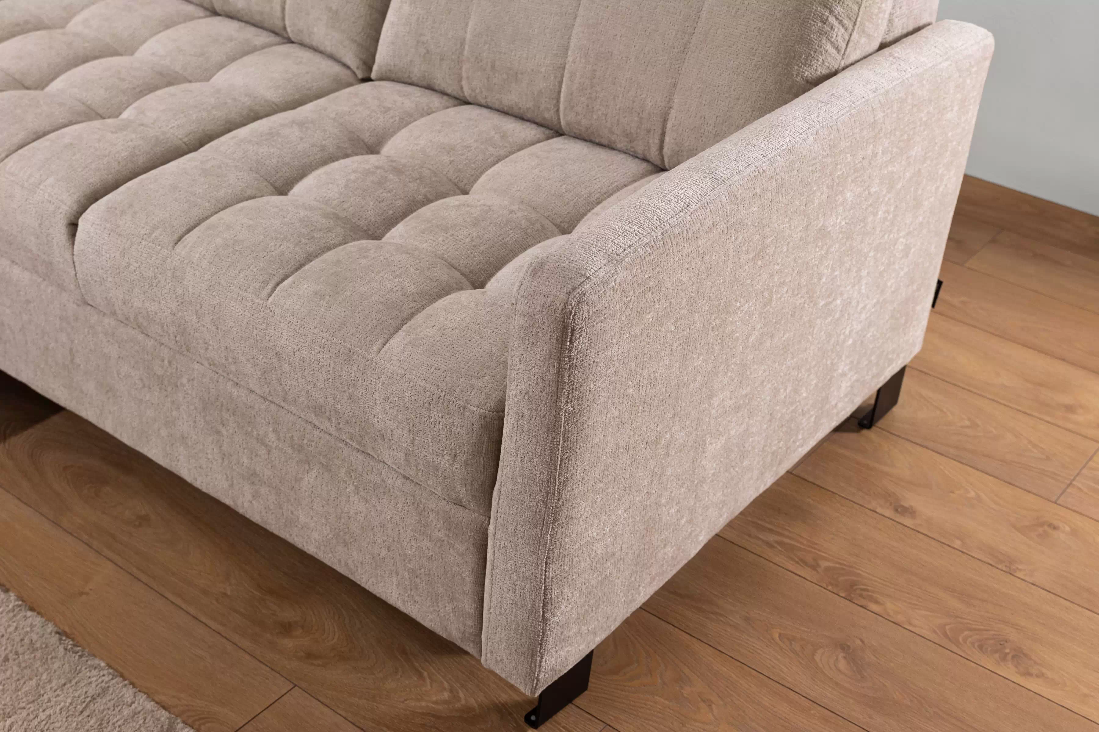 Rozkladacia rohová sedačka Gespano L ľavá - úzky bok - béžová žinylka Perfect Harmony 07 Rohová sedacia súprava Gespano L Ľavá strana z waskim bokiem - béžový šenil Perfect Harmony 07