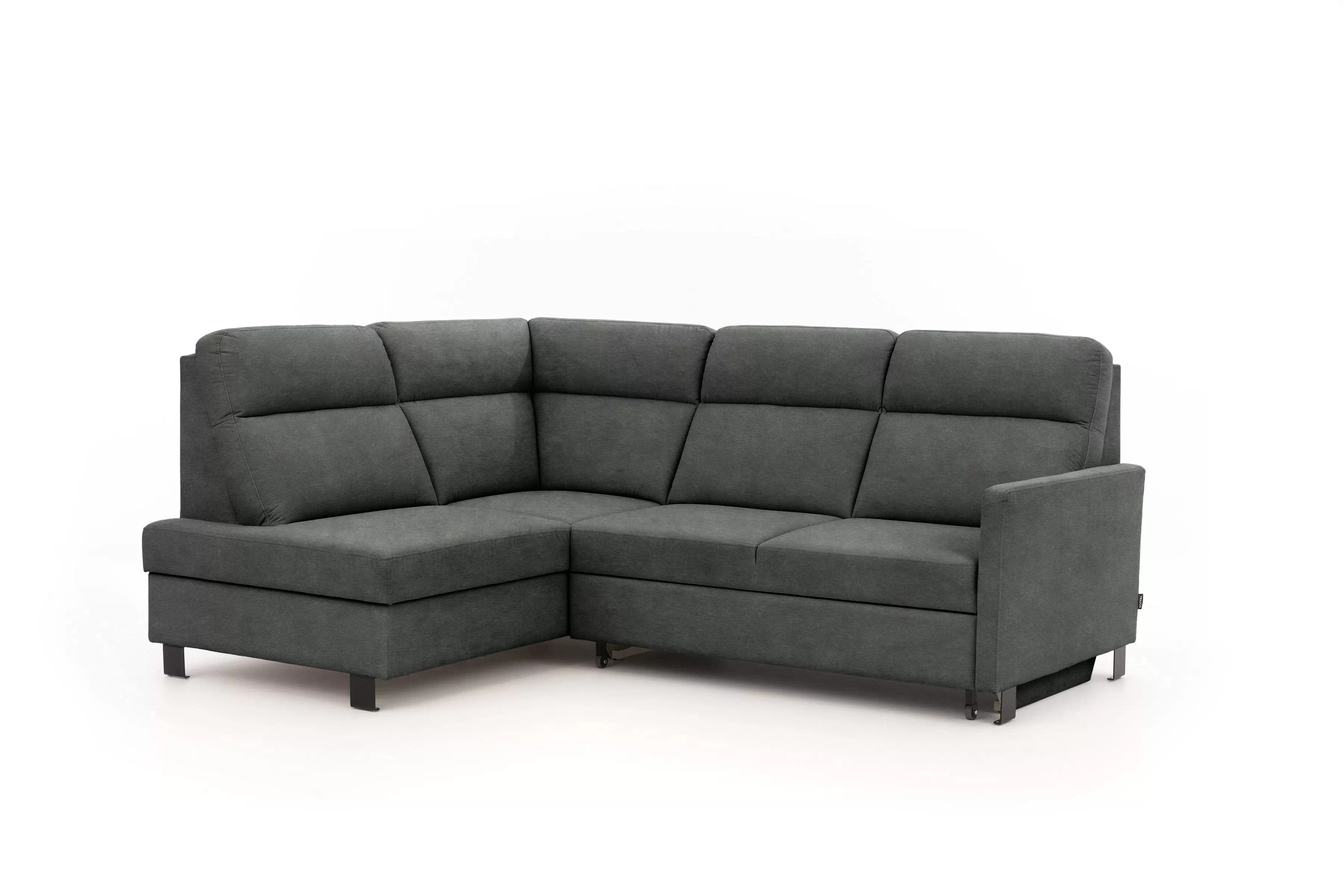 Rohová pohovka Gespano L levostranná s úzkou područkou - grafitový snadno čistitelný samet Zetta 305 Rohová sedací souprava Gespano L levá z waskim bokiem - grafitová samet latwoczyszczacy Zetta 305