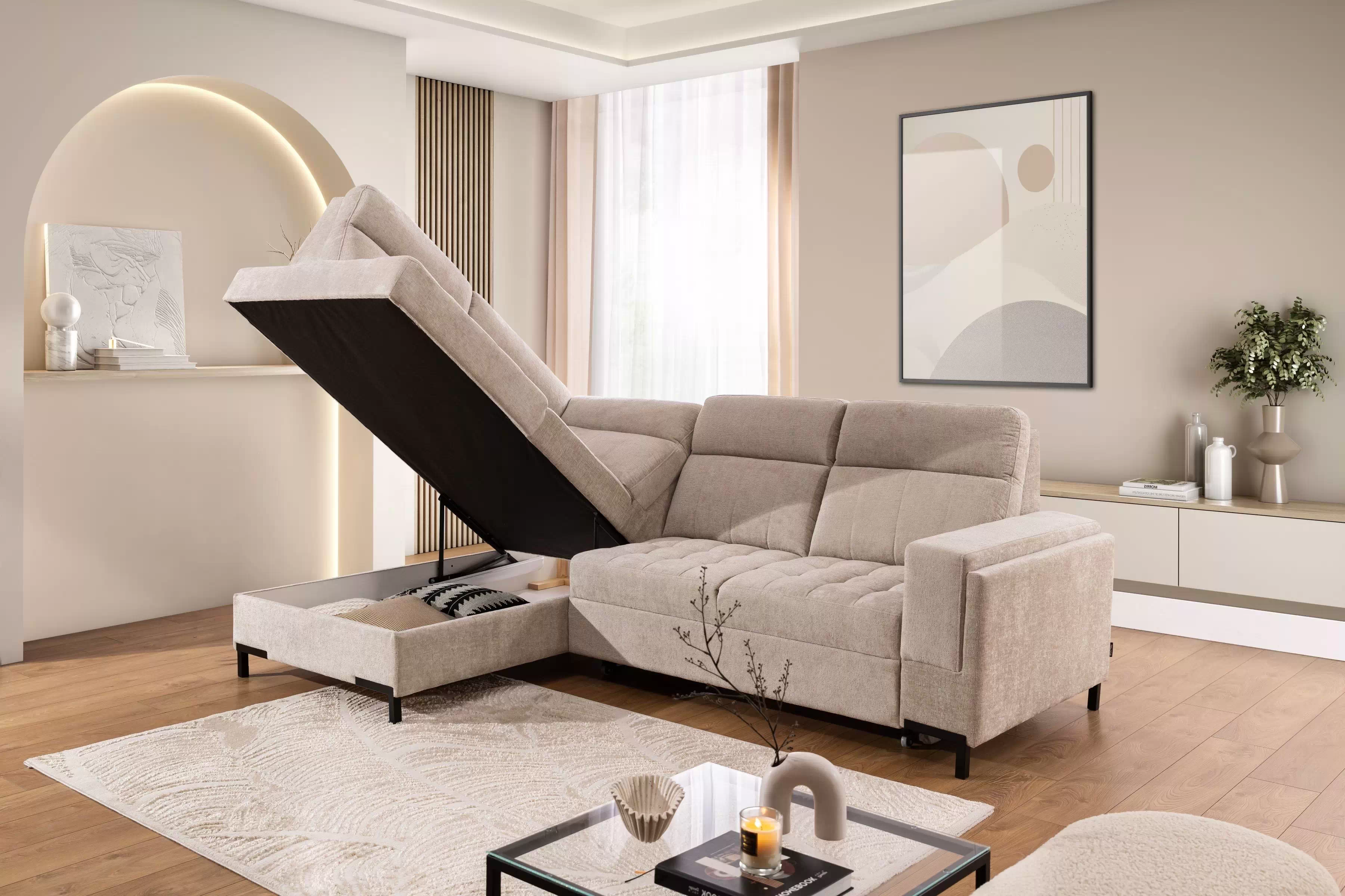 Rohová sedací souprava Gespano L levá - široký vsazený bok Rohová sedací souprava Gespano L levá z szerokim, wcietym bokiem