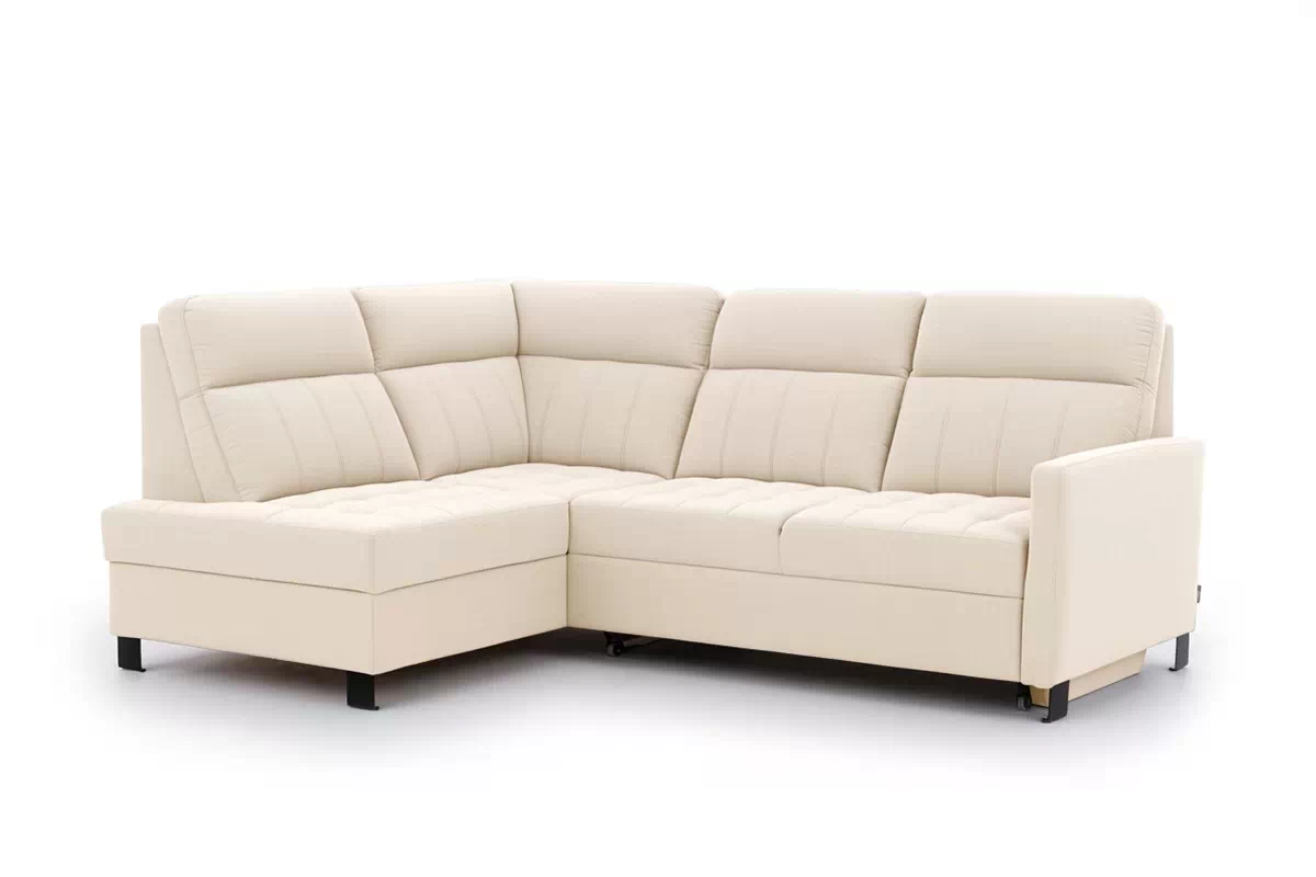 Rohová pohovka Gespano L levostranná s úzkou područkou - krémová tkanina Sand 03 Rohová sedací souprava Gespano L levá z waskim bokiem - kremowa Pletenina Sand 03