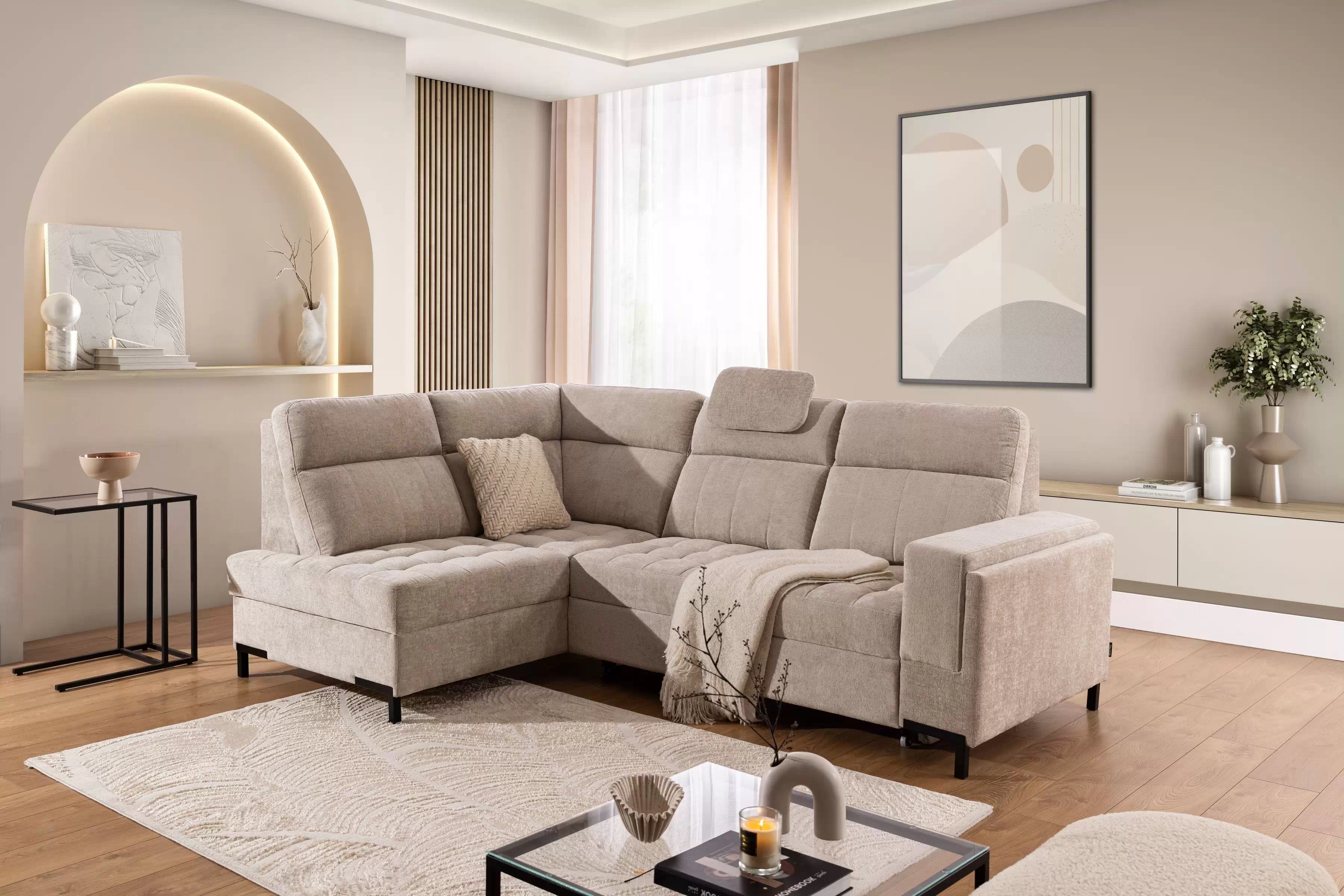 Rohová sedací souprava Gespano L levá - široký vsazený bok Rohová sedací souprava Gespano L levá z szerokim, wcietym bokiem