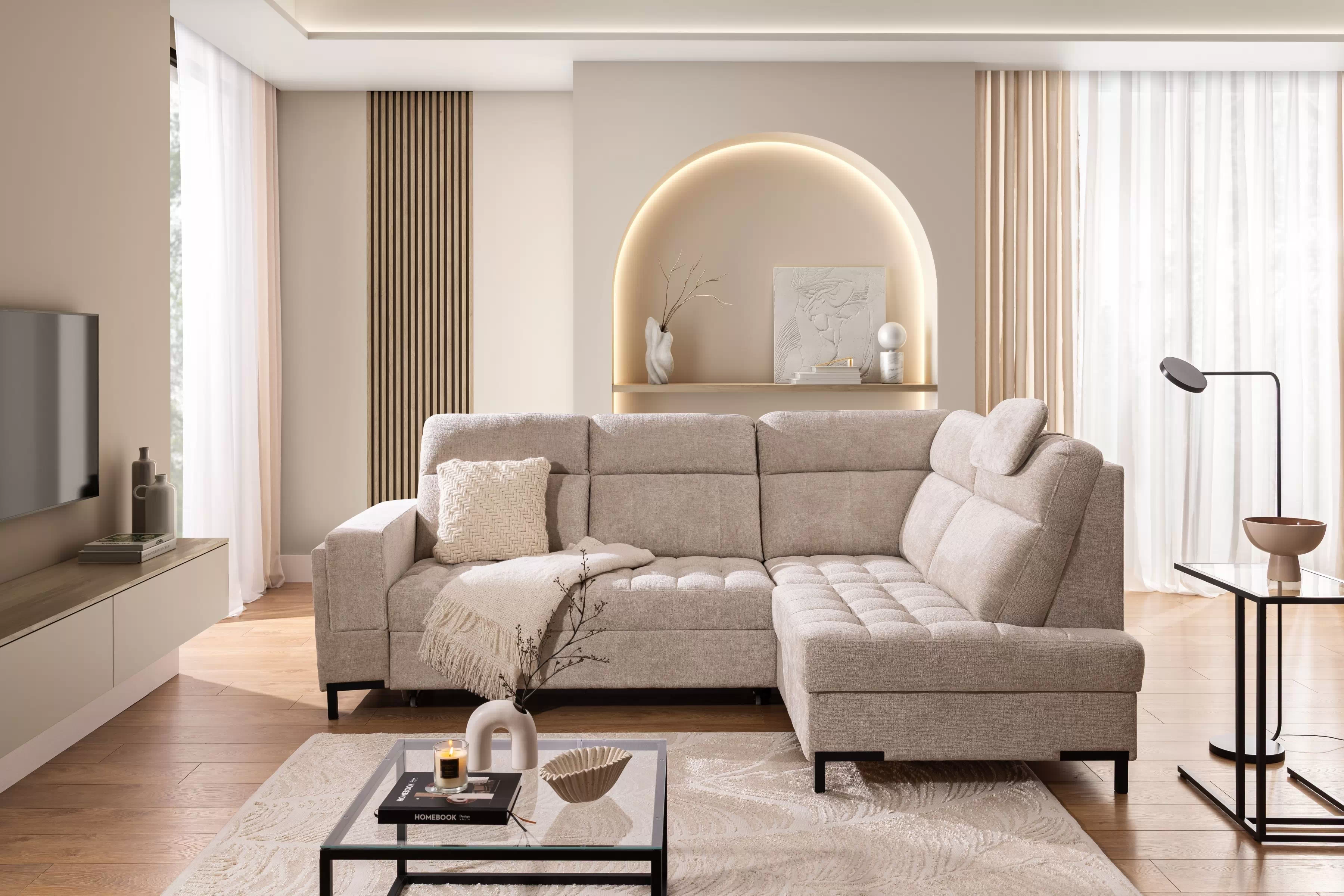 Rohová sedací souprava Gespano L pravá - široký vsazený bok Rohová sedací souprava Gespano L pravá z szerokim, wcietym bokiem