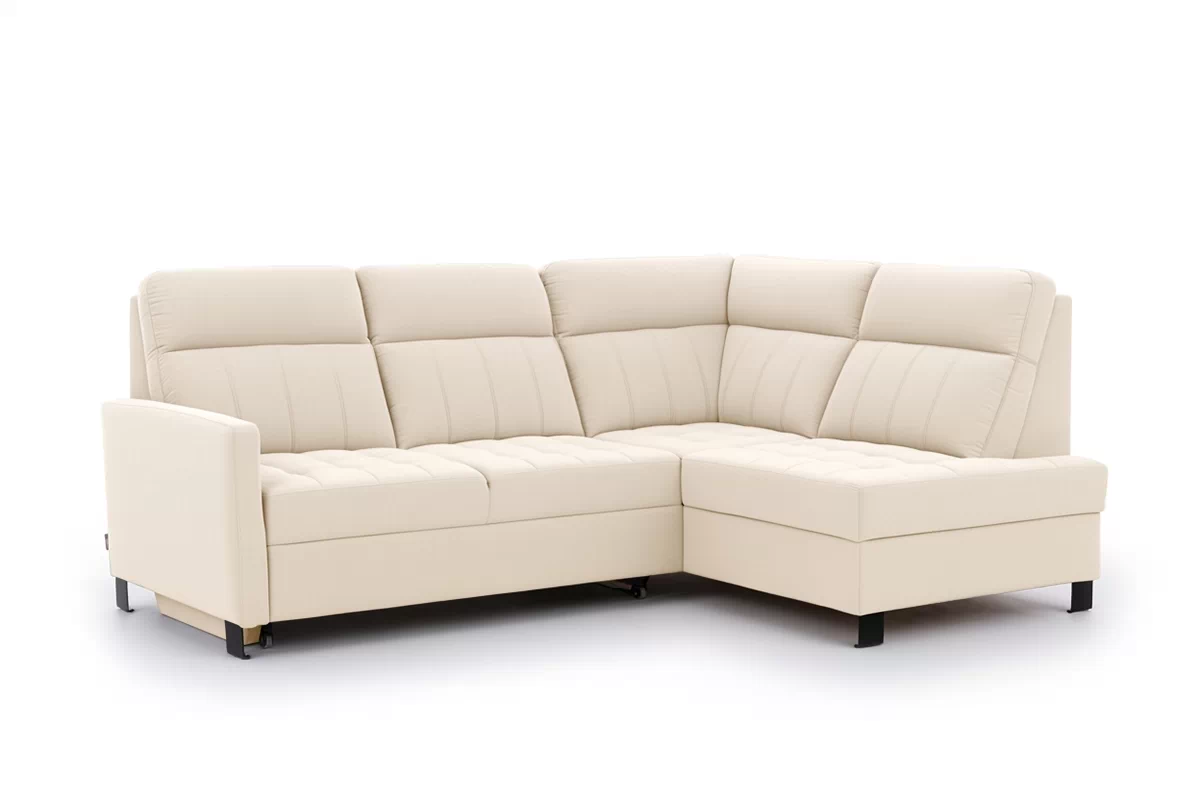 Rohová pohovka Gespano L pravostranná s úzkou područkou - krémová tkanina Sand 03 Rohová sedací souprava Gespano L pravá z waskim bokiem - kremowa Pletenina Sand 03