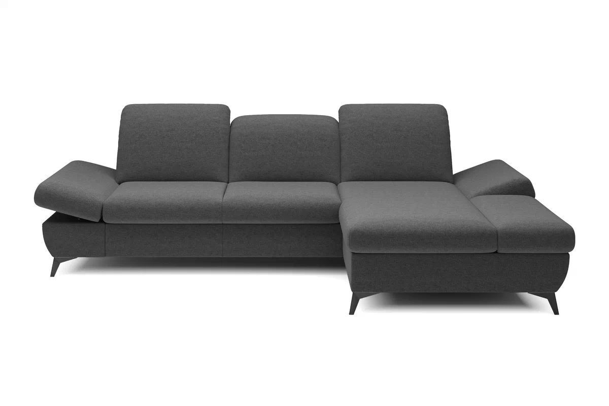 Rozkládací rohová sedací souprava Hares pravá - grafitová látka Loft 24 Rohová sedací souprava Hares s funkcí spaní pravá strana - grafitová plecionka Loft 24