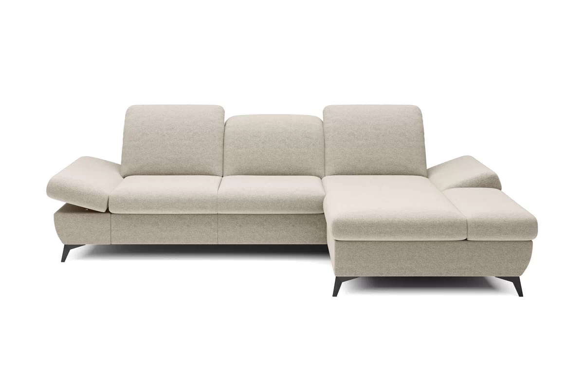 Rozkládací rohová sedací souprava Hares pravá - krémová látka Loft 1 Rohová sedací souprava Hares s funkcí spaní pravá strana - Krémový plecionka Loft 1