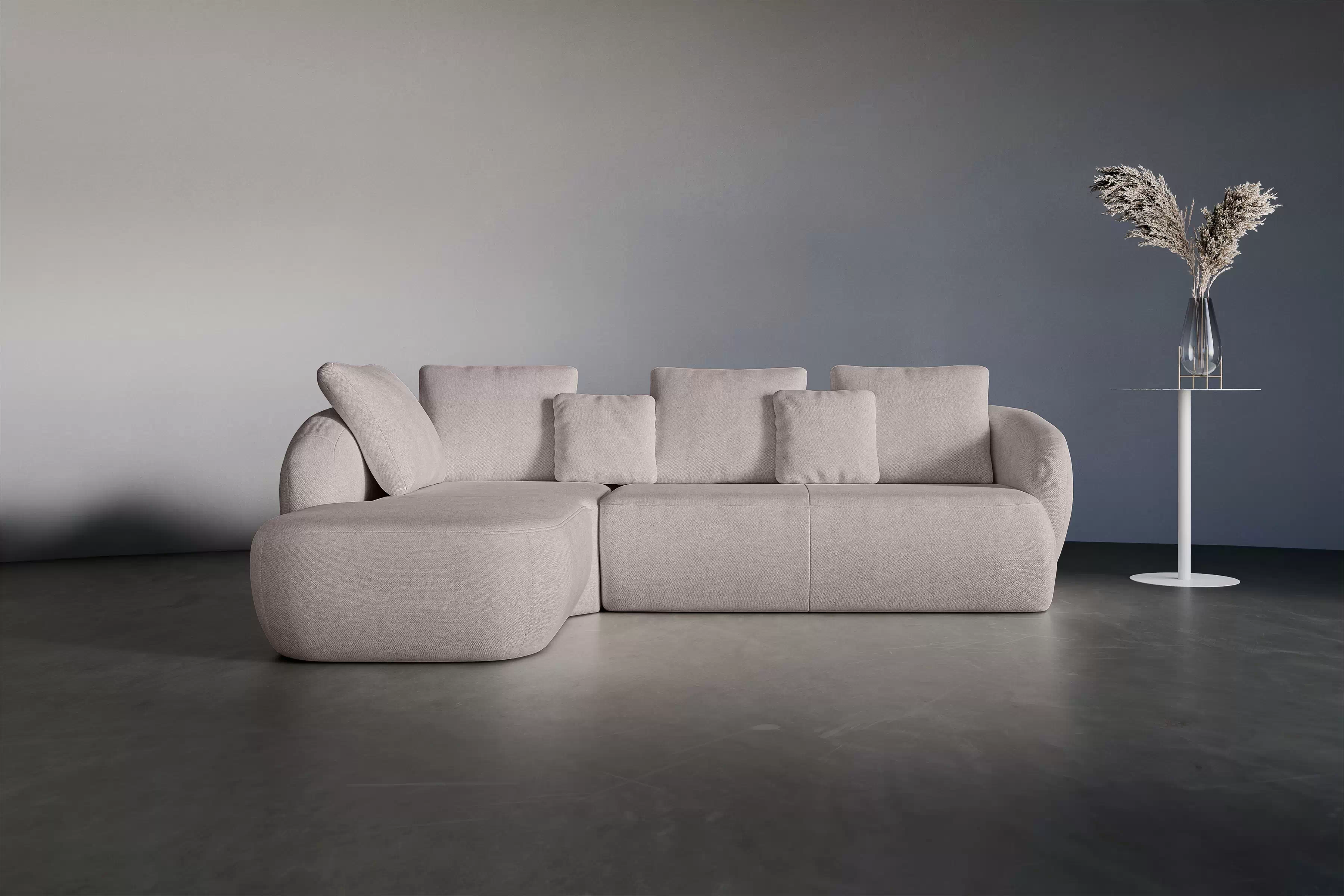 Rohová sedacia súprava Finezal 2P+OTZL ľavá - béžová žinylka Tender Way 04  Rohová sedacia súprava Ľavá strana do obývacej izby Finezal 2P+OTZL - béžový šenil Tender Way 04 