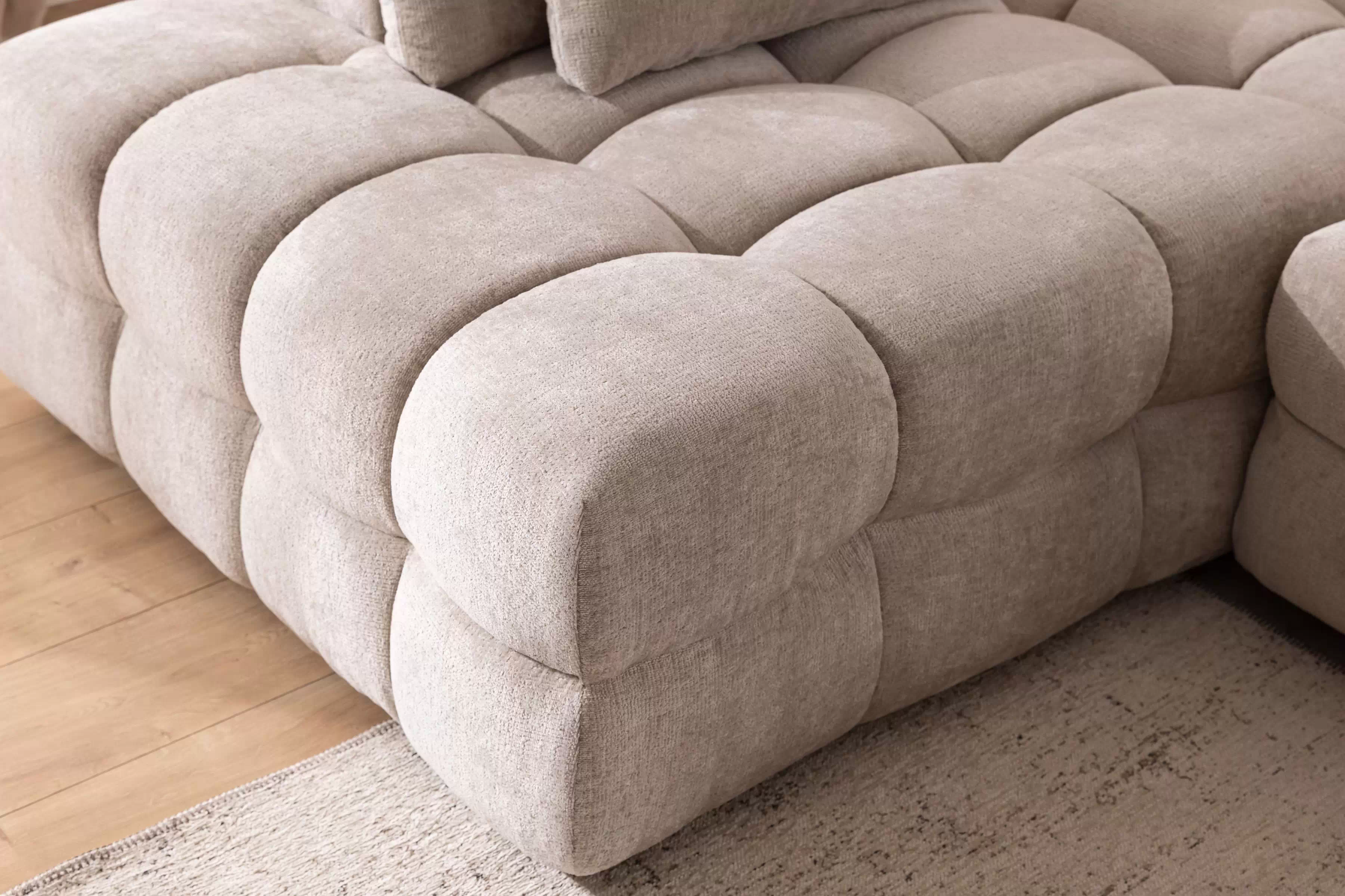 Rohová pohovka Magnelio Prestige L levá s elektrickým výsuvem sedáku - béžový szenil Perfect Harmony 07 Rohová sedací souprava levá Magnelio Prestige L z elektricky wysuwanym sedadlem - béžová šenil Perfect harmony 07