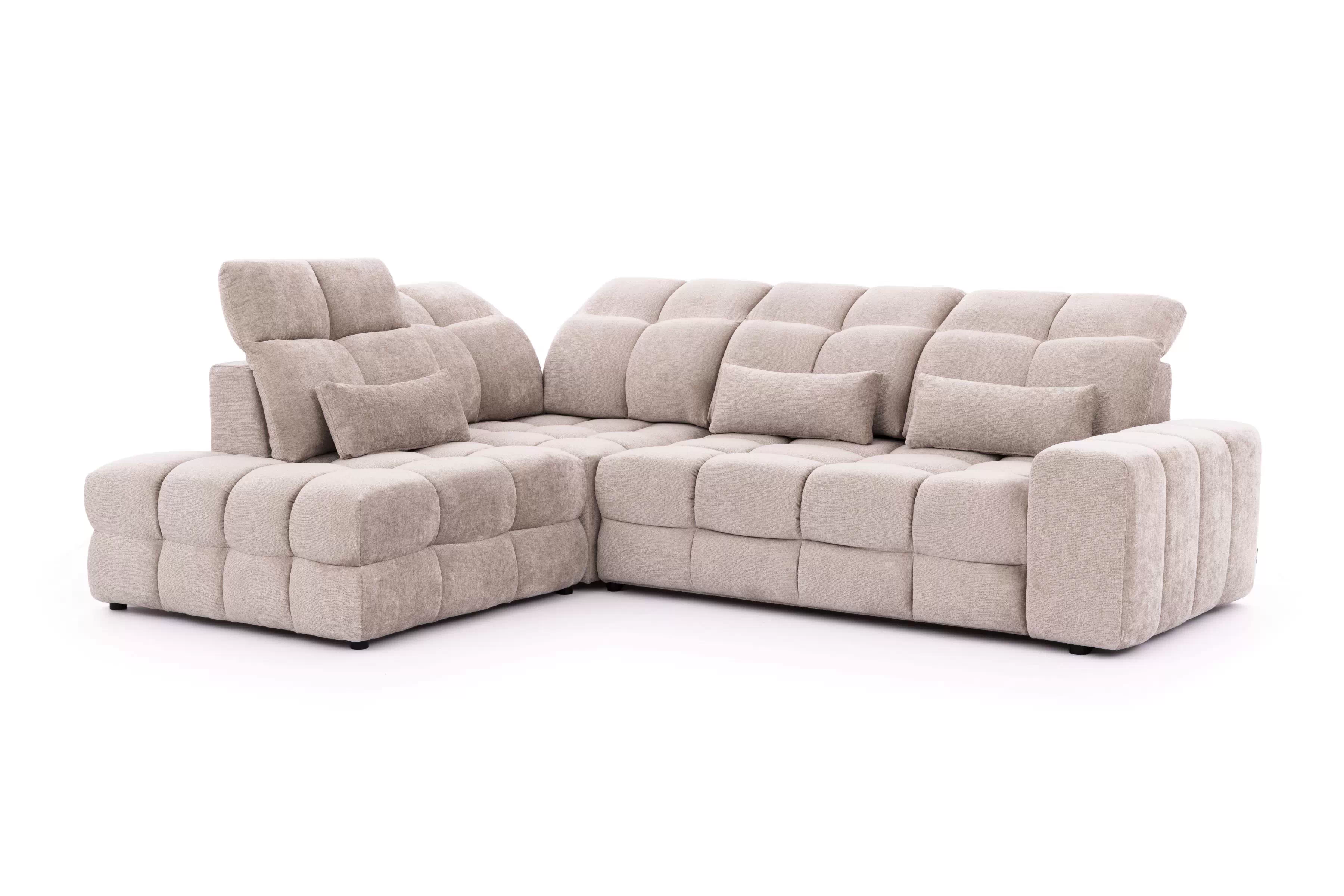 Rohová pohovka Magnelio Prestige L levá s elektrickým výsuvem sedáku - béžový szenil Perfect Harmony 07 Rohová sedací souprava levá Magnelio Prestige L z elektricky wysuwanym sedadlem - béžová šenil Perfect harmony 07