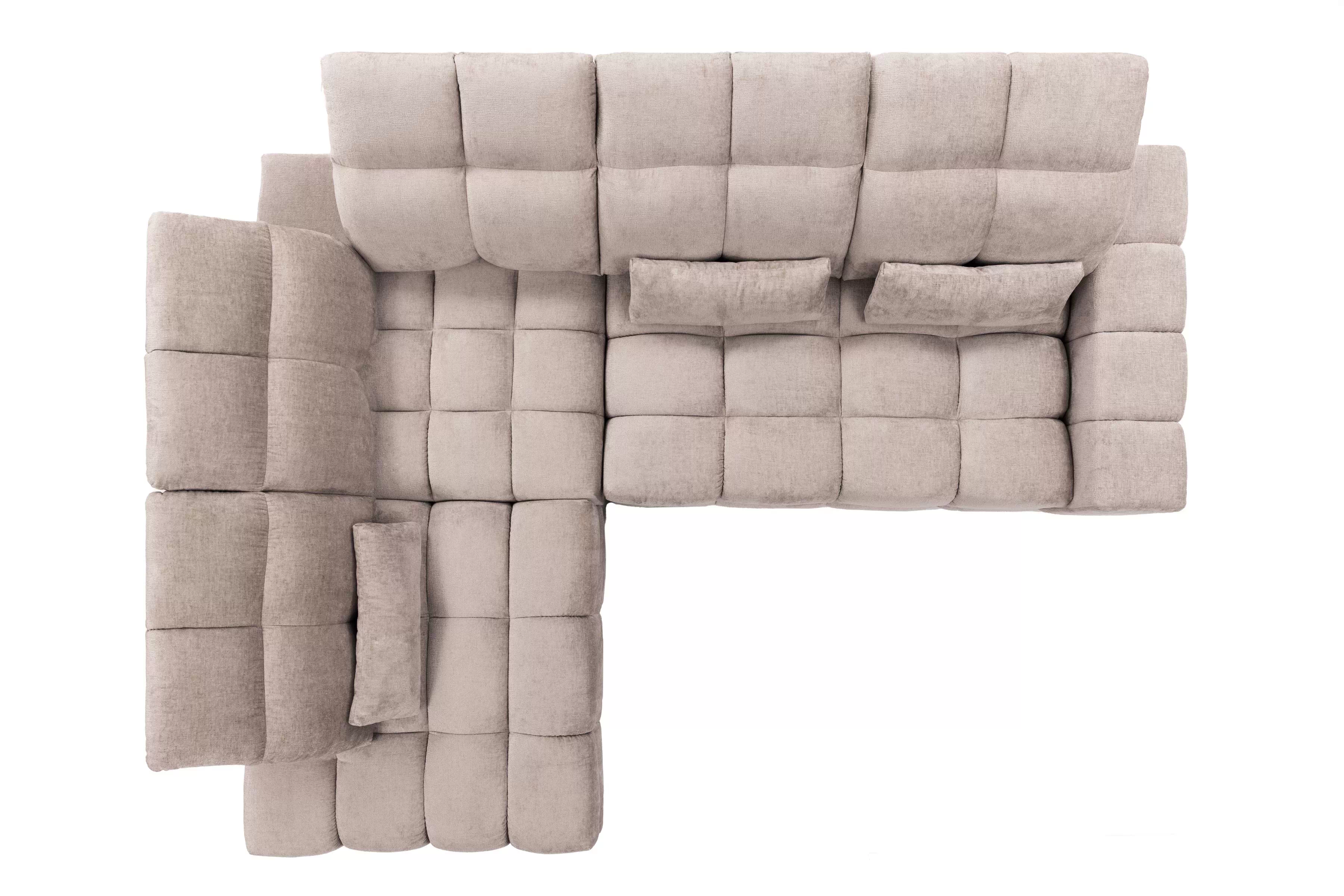 Rohová pohovka Magnelio Prestige L levá s elektrickým výsuvem sedáku - béžový szenil Perfect Harmony 07 Rohová sedací souprava levá Magnelio Prestige L z elektricky wysuwanym sedadlem - béžová šenil Perfect harmony 07