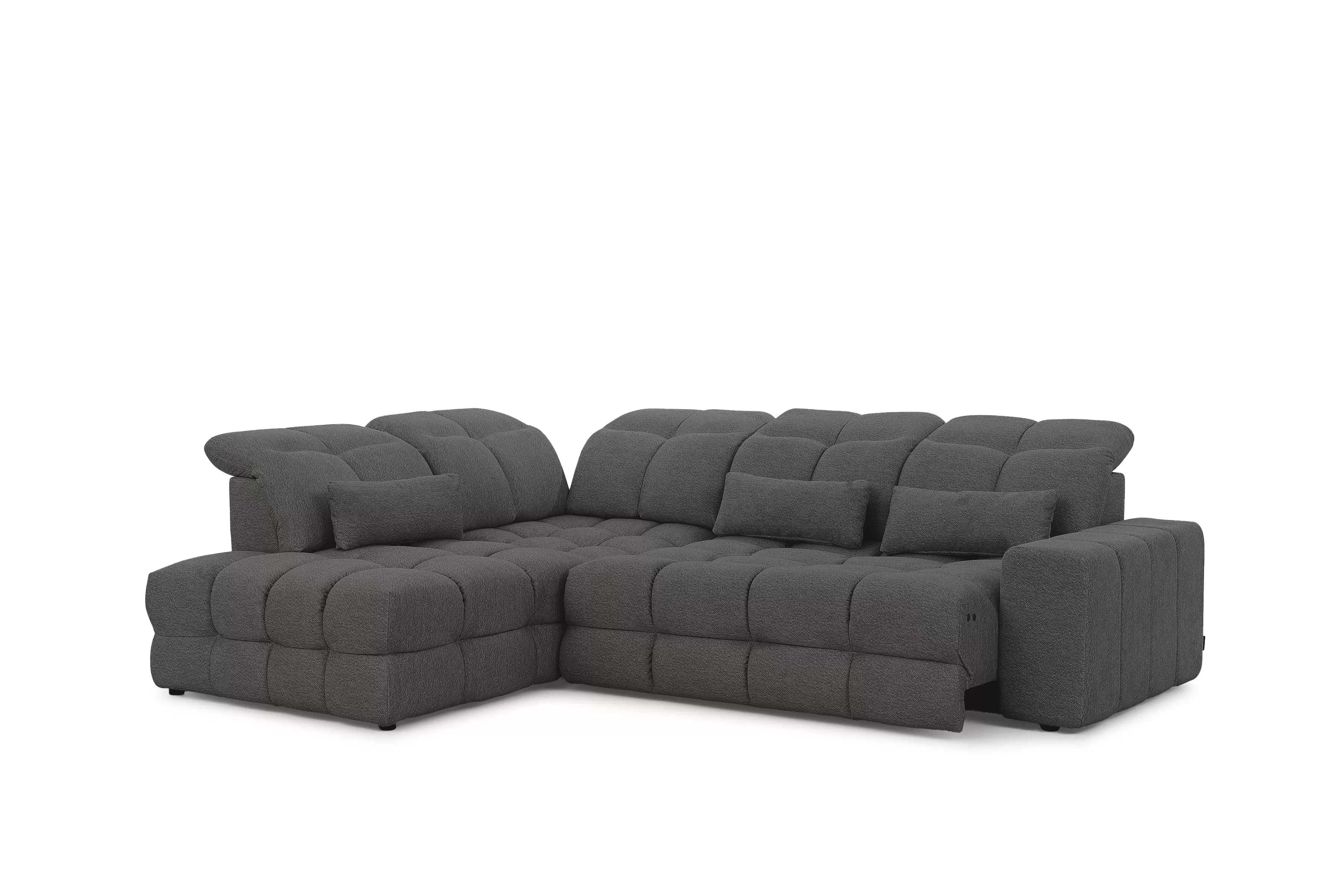 Rohová sedací souprava Magnelio Prestige L levá s elektricky výsuvným sedákem- grafitová Leo 16 Rohová sedací souprava Magnelio Prestige L z elektricky wysuwanym sedadlem levá - grafitová potahová látka snadno čistitelný Leo 16