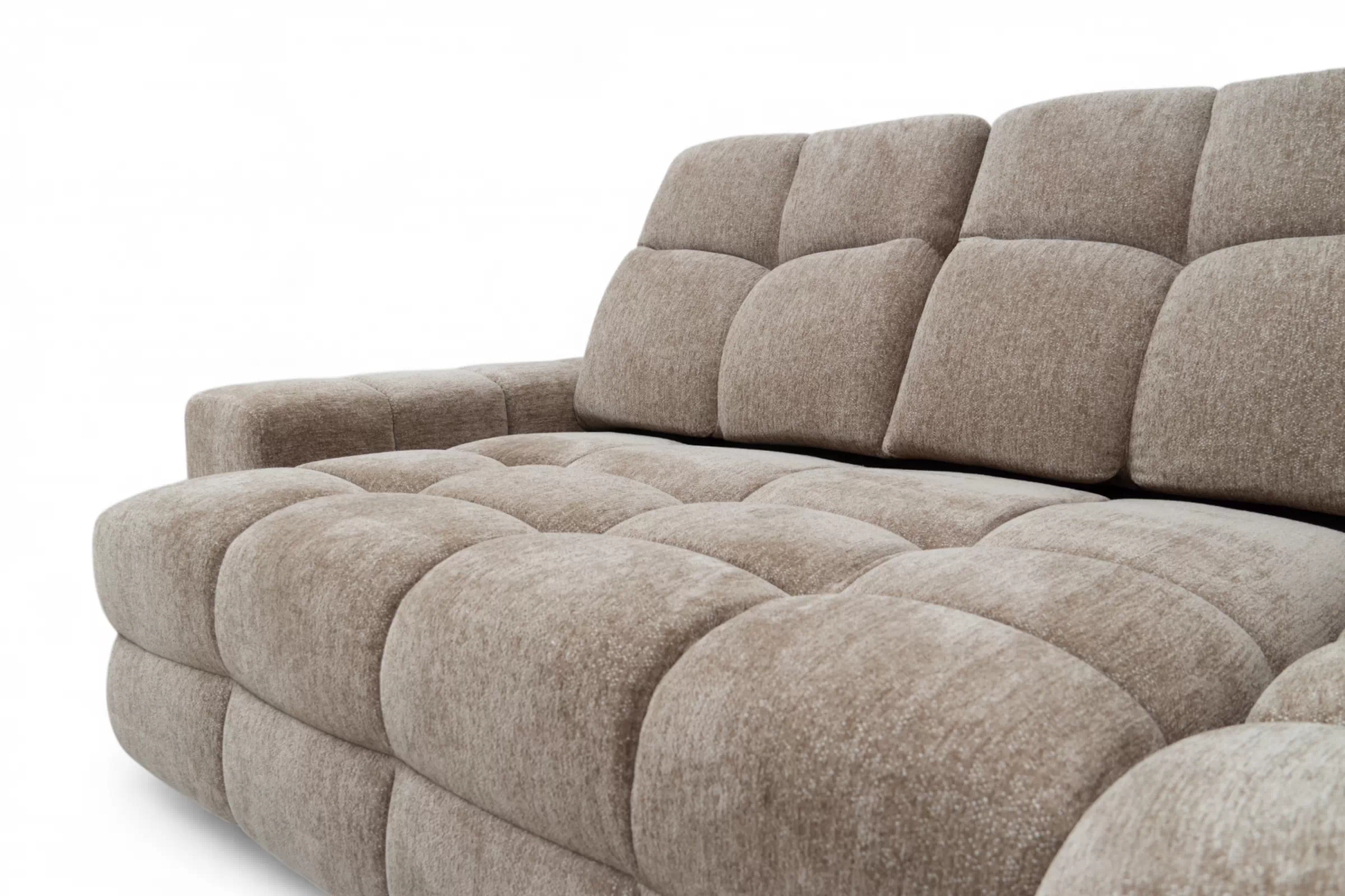 Rohová sedací souprava Magnelio Prestige L s elektrickým výsuvem pravá – béžová boucle Raven 34 Rohová sedací souprava Magnelio Prestige L z elektricky wysuwanym sedadlem pravá - béžová boucle Raven 34