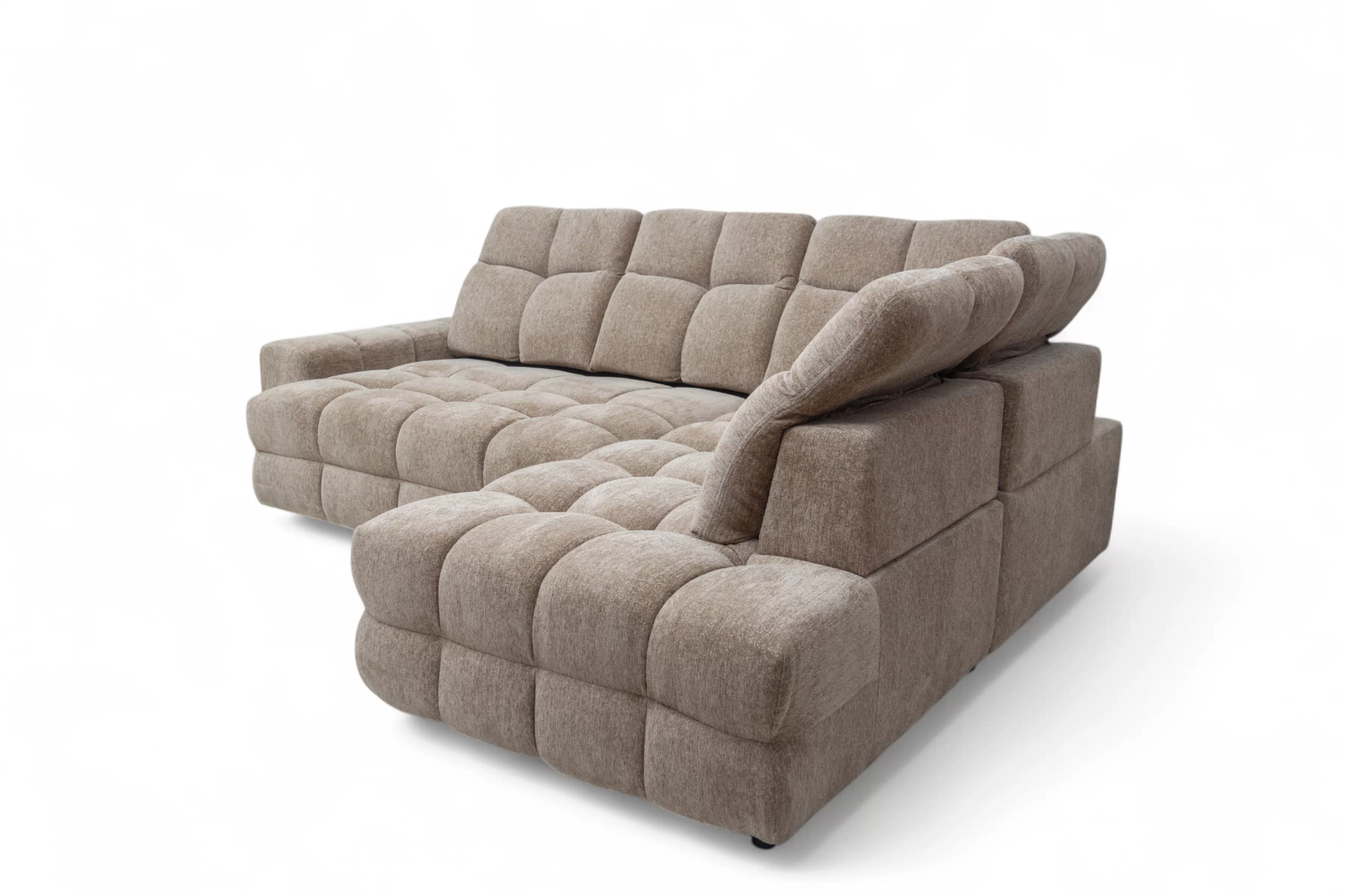 Rohová sedací souprava Magnelio Prestige L s elektrickým výsuvem pravá – béžová boucle Raven 34 Rohová sedací souprava Magnelio Prestige L z elektricky wysuwanym sedadlem pravá - béžová boucle Raven 34