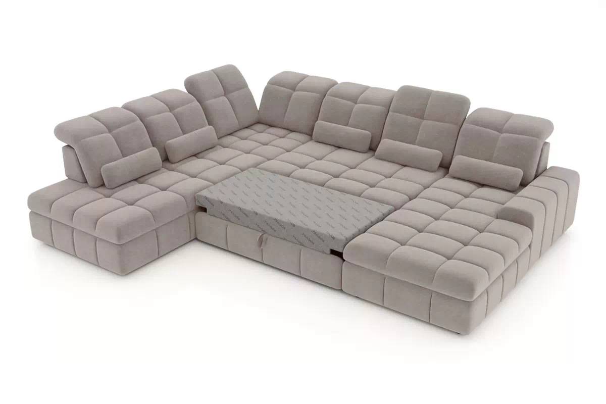 Rohová sedacia súprava Magnelio U II elektrická s funkciou spania ľavá - béžová čistiaca látka Zoya 02 Rohová sedacia súprava Magnelio U II elektryczny s funkciou spánku Ľavá strana - Béžová dzianina ľahkočistiaca Zoya 02