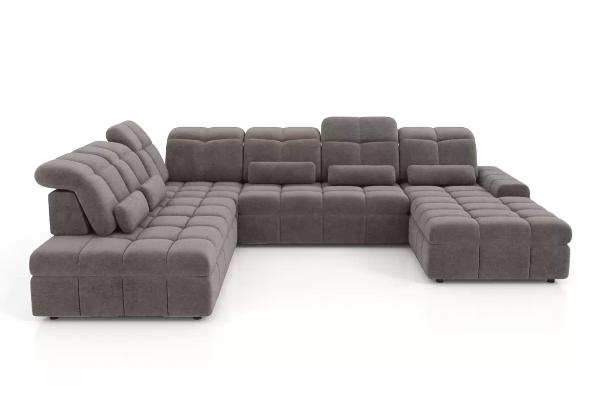 Rozkladacia rohová sedačka Magnelio U II ľavá s elektrickým výsuvom - hnedá ľahkočistiaca pletenina Zoya 05 Rohová sedacia súprava Magnelio U II elektryczny s funkciou spánku Ľavá strana - Hnedá dzianina ľahkočistiaca Zoya 05