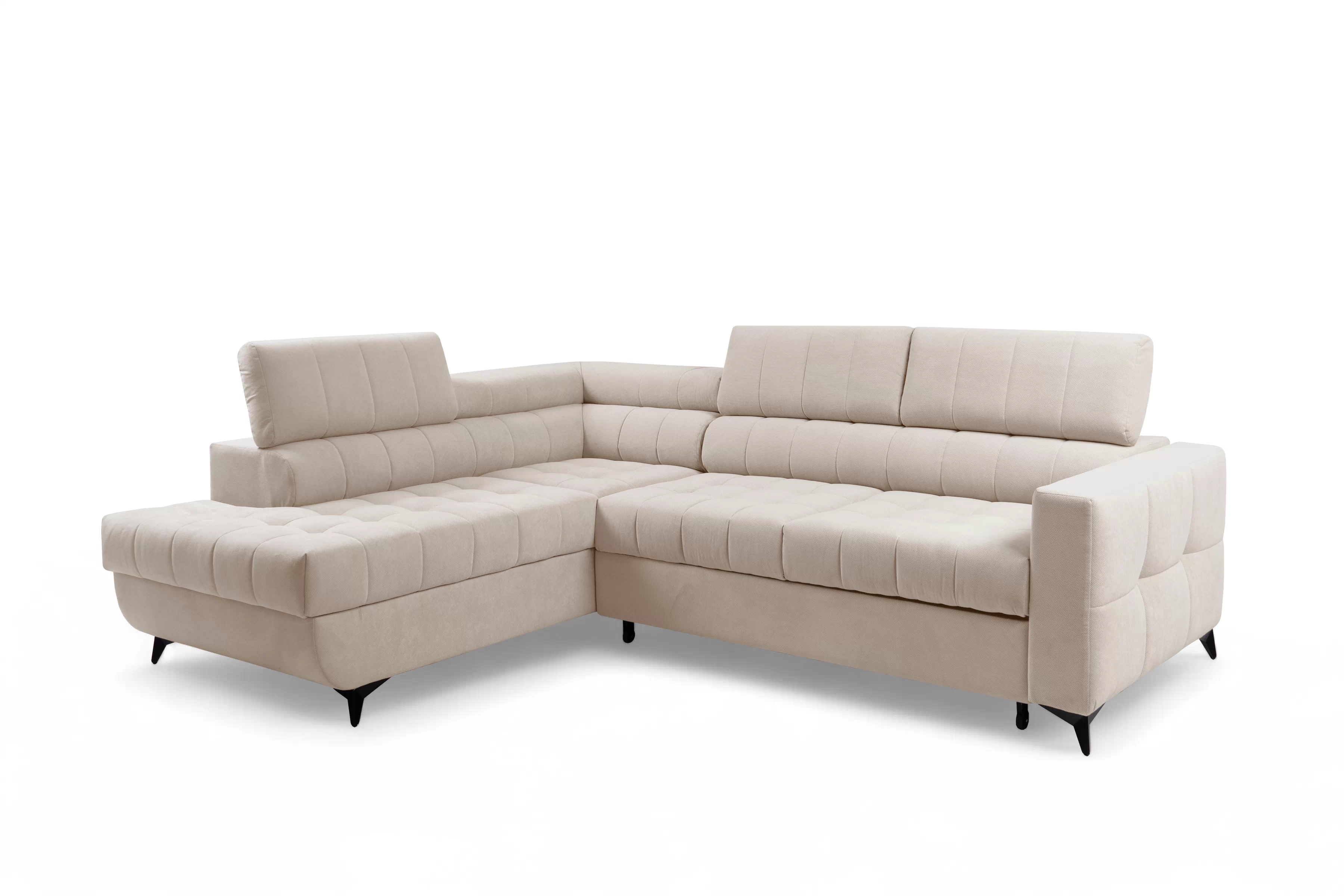 Rohová pohovka Nardo L s rozkladem levostranná - béžový plyš Pretty 03 Rohová sedací souprava Nardo L rozkládací levá - béžová plusz Pretty 03 