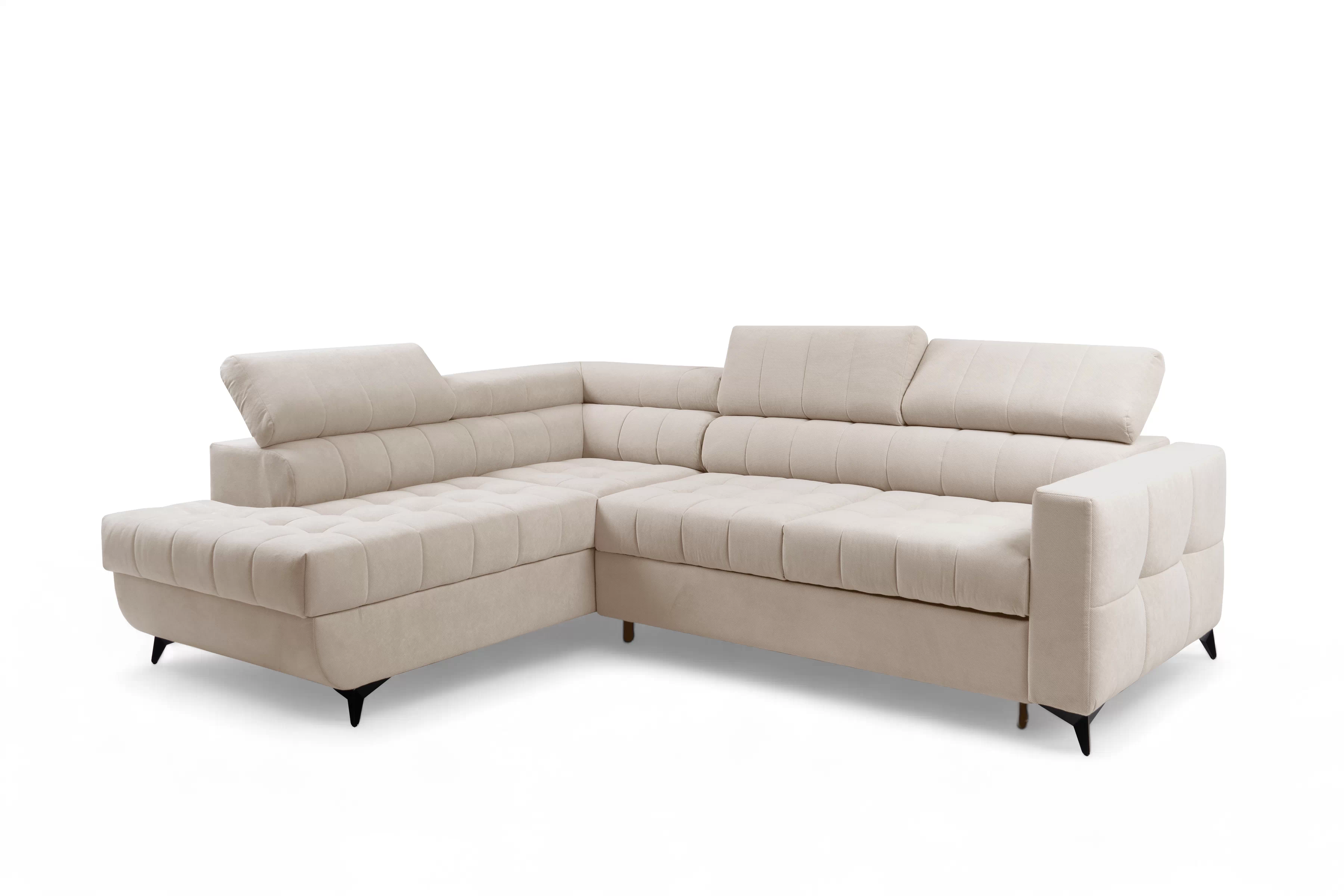 Rohová pohovka Nardo L s rozkladem levostranná - béžový plyš Pretty 03 Rohová sedací souprava Nardo L rozkládací levá - béžová plusz Pretty 03 