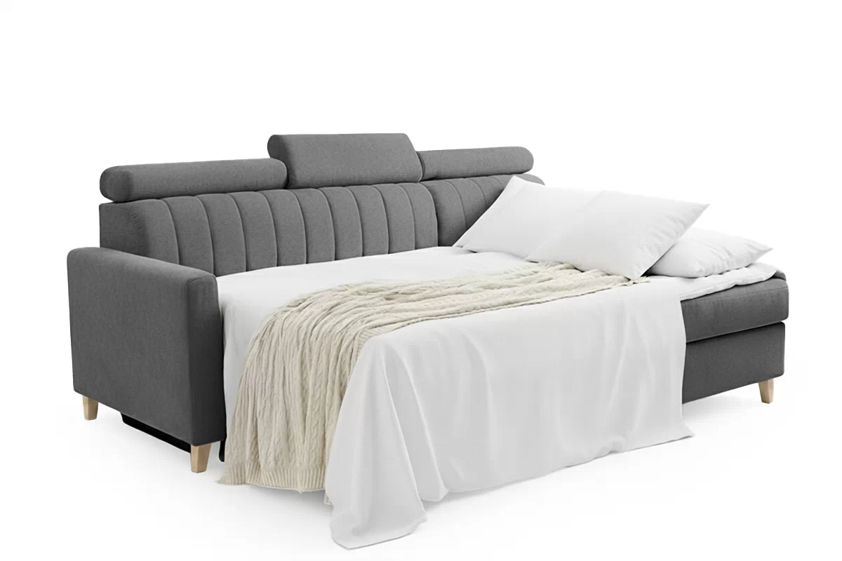 Rohová sedačka Vario s rozkladom univerzálna pravá/ľavá - sivý šenil Wind 89 Rohová sedacia súprava Vario s funkciou spánku uniwersalny prawo/Ľavá strana - šedý šenil Wind 89