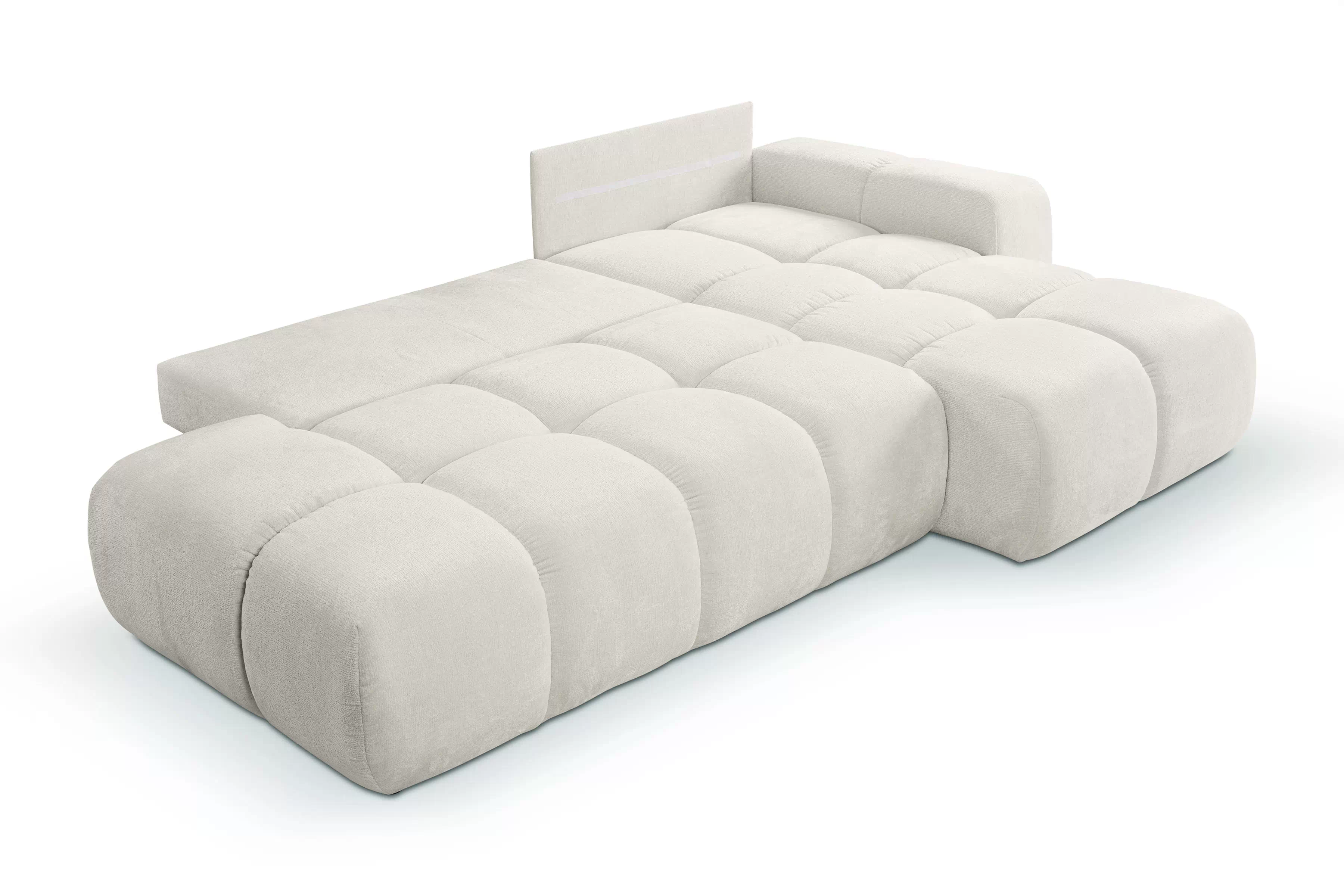 Rohová rozkládací sedací souprava Vebra pravá - krémový šenil Perfect Harmony 02 Rohová sedací souprava Vebra s funkcí spaní pravá strana - Krémový šenil Perfect Harmony 02