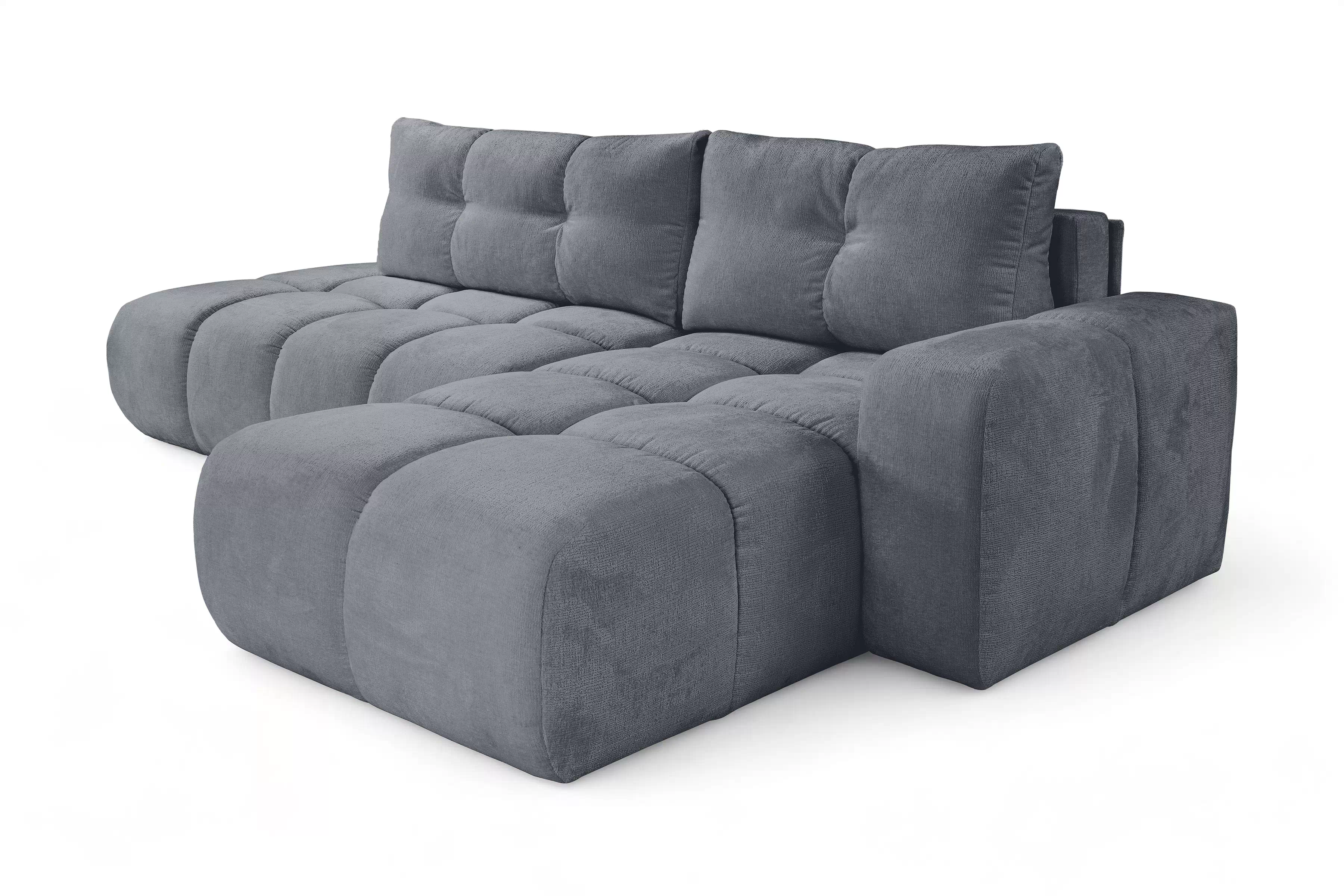 Rohová rozkládací sedací souprava Vebra pravá - grafitový šenil Perfect Harmony 90 Rohová sedací souprava Vebra s funkcí spaní pravá strana - Grafitový šenil Perfect Harmony 90