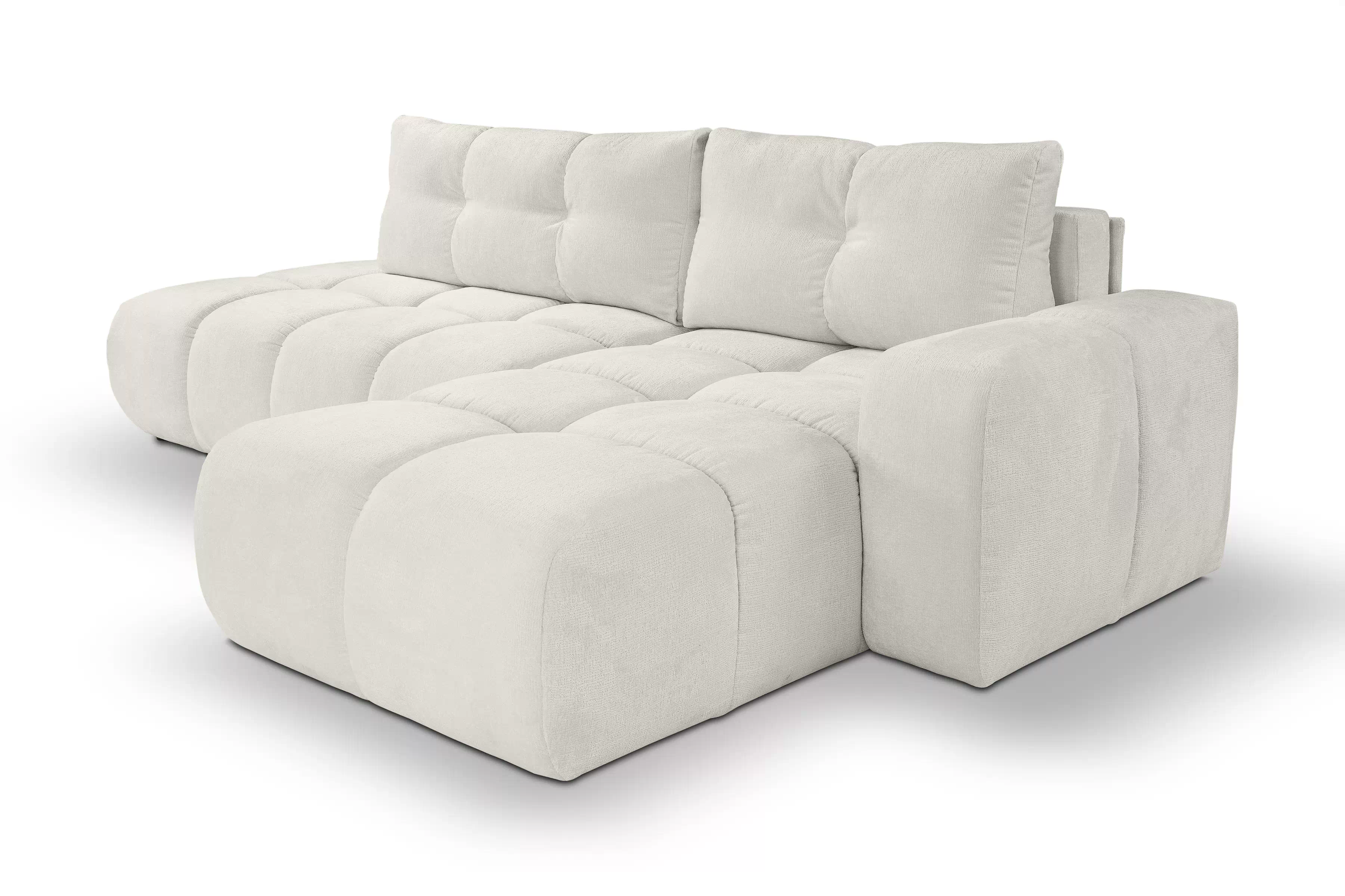 Rohová rozkládací sedací souprava Vebra pravá - krémový šenil Perfect Harmony 02 Rohová sedací souprava Vebra s funkcí spaní pravá strana - Krémový šenil Perfect Harmony 02