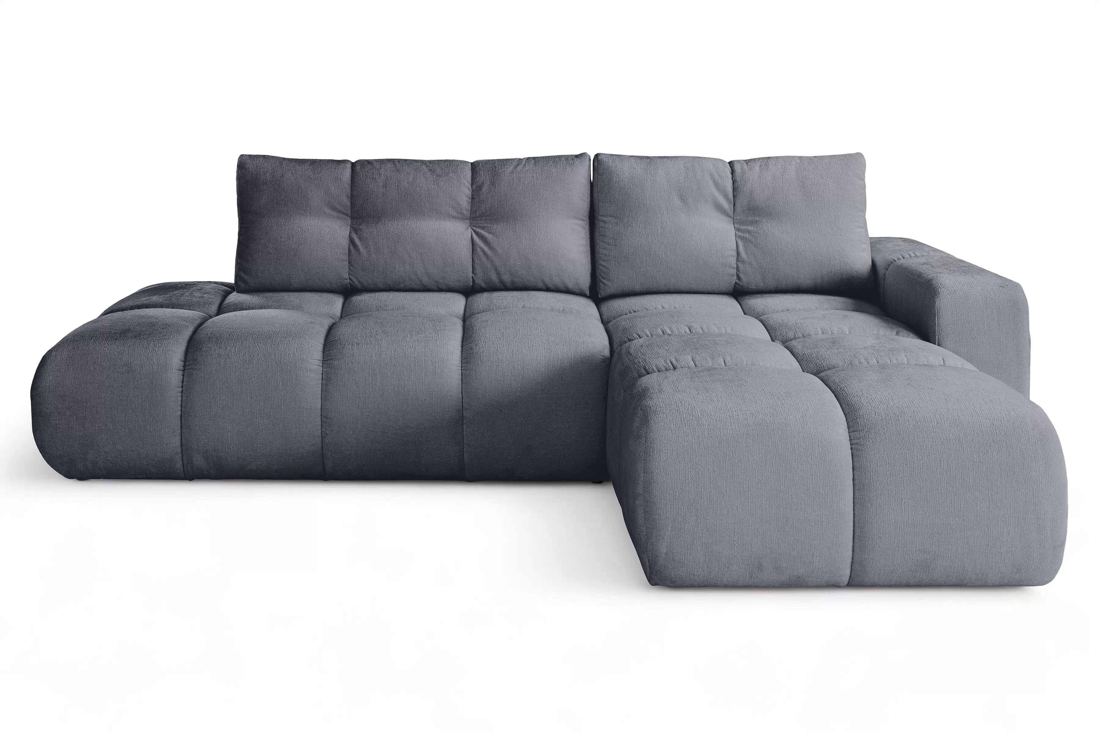 Rohová rozkládací sedací souprava Vebra pravá - grafitový šenil Perfect Harmony 90 Rohová sedací souprava Vebra s funkcí spaní pravá strana - Grafitový šenil Perfect Harmony 90