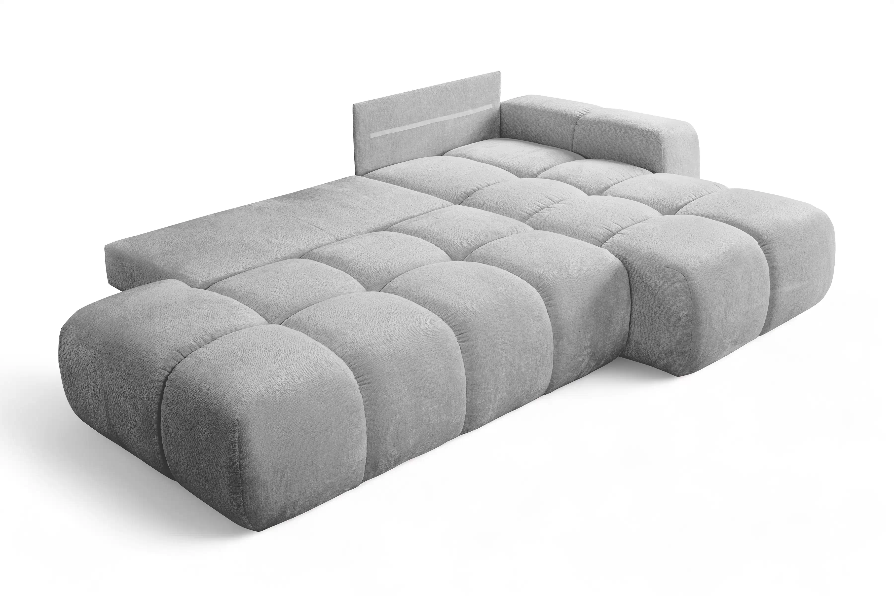 Rozkladacia rohová sedacia súprava Vebra pravá - šedá žinylka Perfect Harmony 82 Rohová sedacia súprava Vebra s funkciou spania pravá strana - šedý šenil Perfect Harmony 82