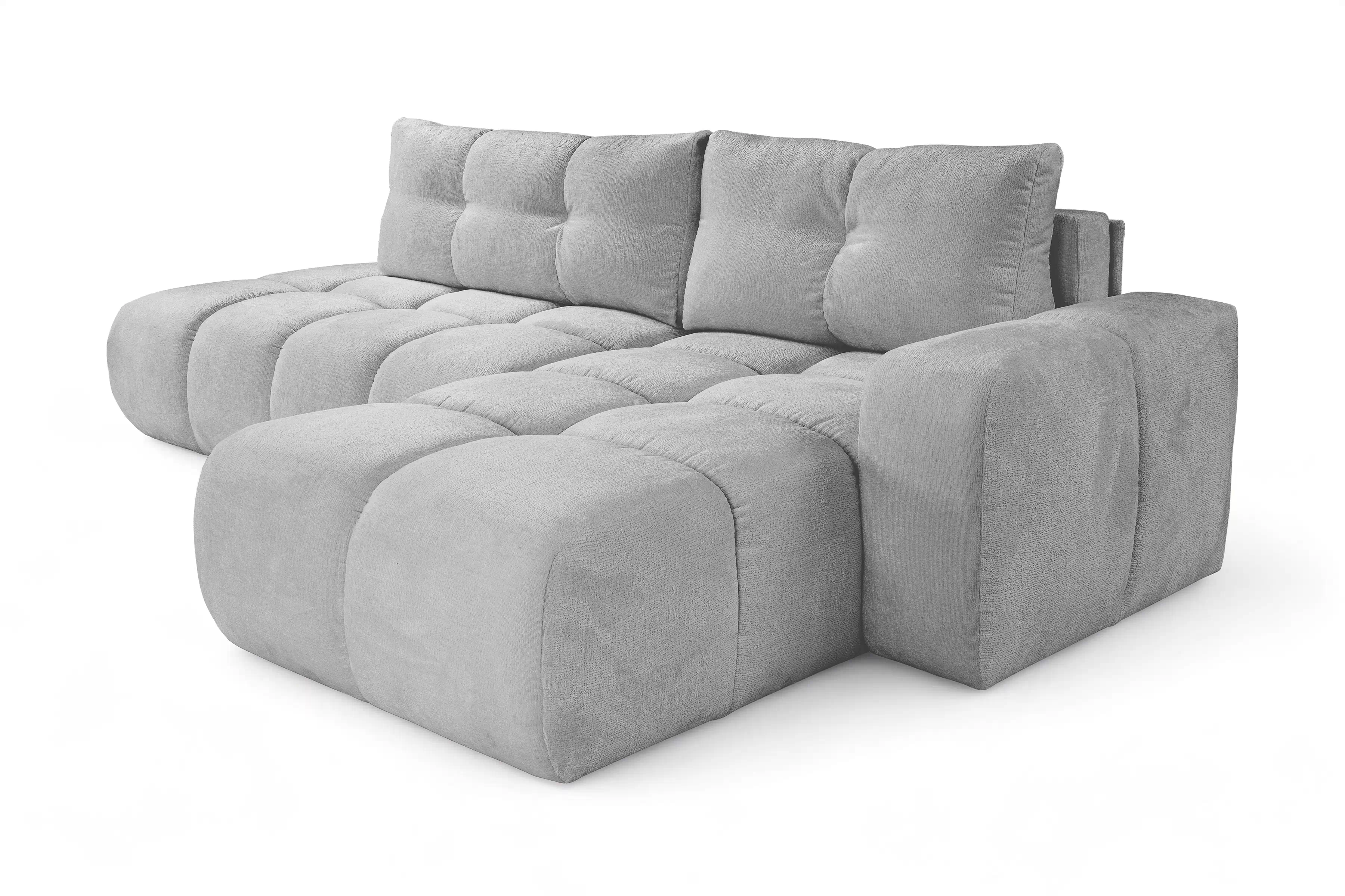 Rozkladacia rohová sedacia súprava Vebra pravá - šedá žinylka Perfect Harmony 82 Rohová sedacia súprava Vebra s funkciou spania pravá strana - šedý šenil Perfect Harmony 82