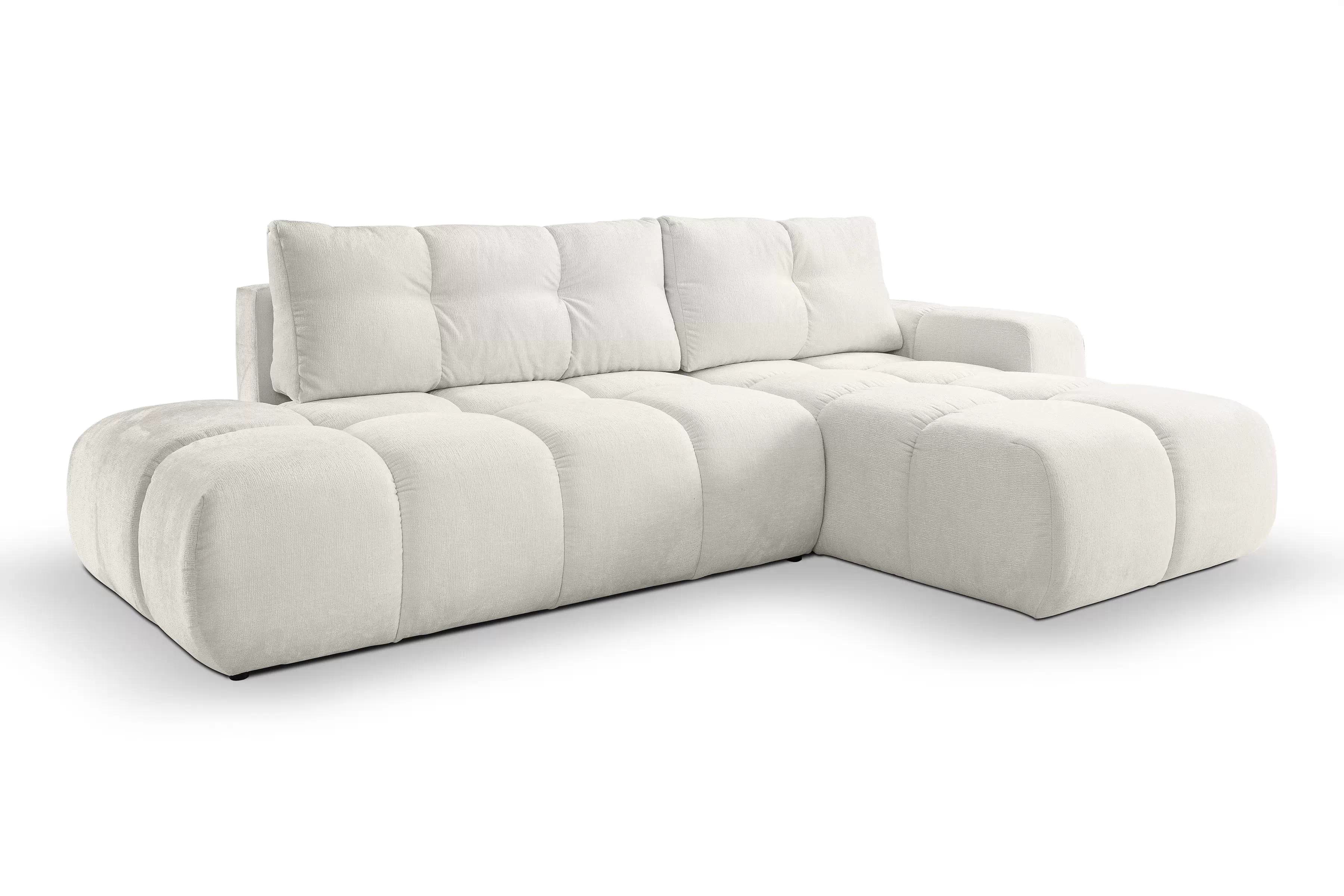 Rohová rozkládací sedací souprava Vebra pravá - krémový šenil Perfect Harmony 02 Rohová sedací souprava Vebra s funkcí spaní pravá strana - Krémový šenil Perfect Harmony 02