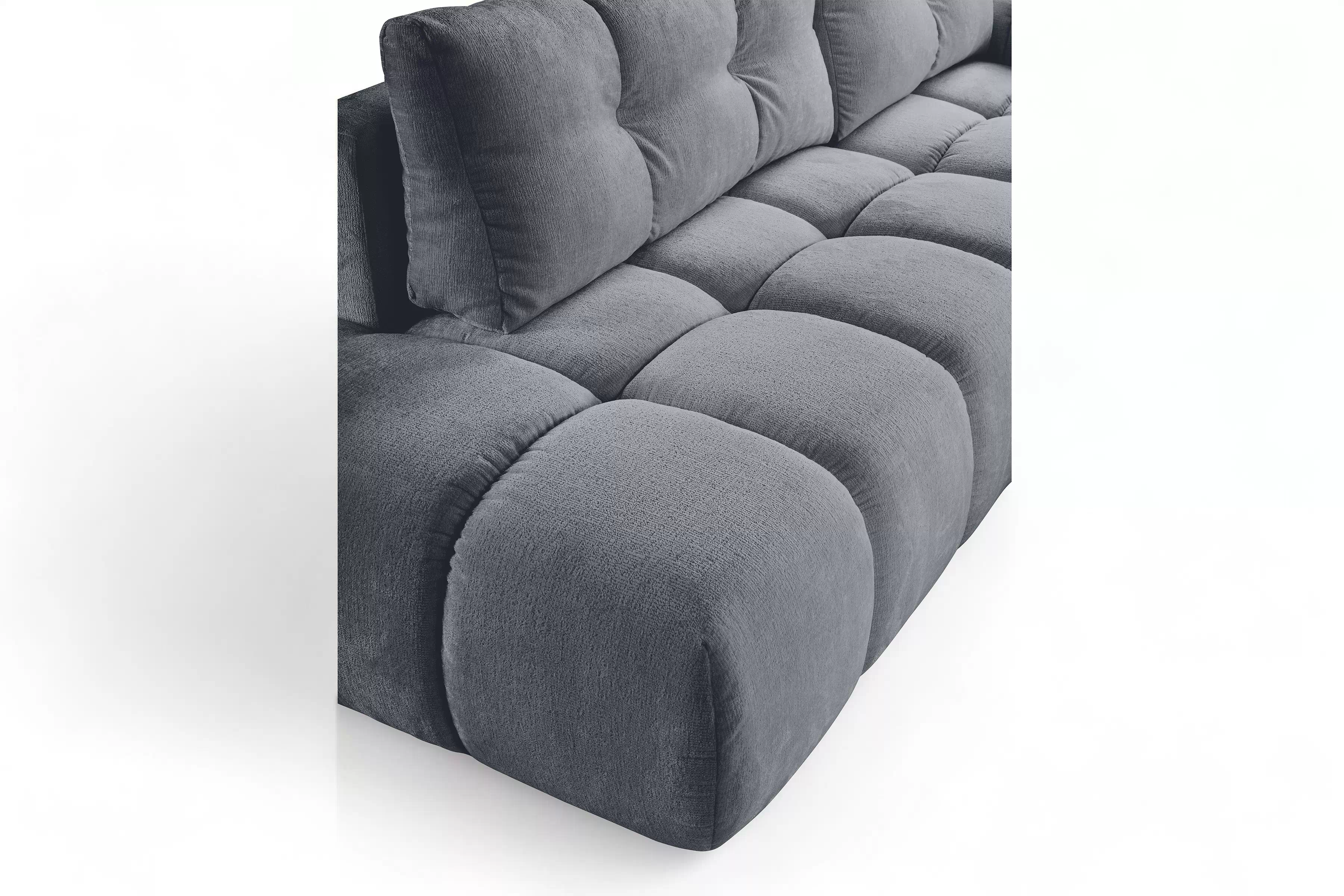 Rohová rozkládací sedací souprava Vebra pravá - grafitový šenil Perfect Harmony 90 Rohová sedací souprava Vebra s funkcí spaní pravá strana - Grafitový šenil Perfect Harmony 90