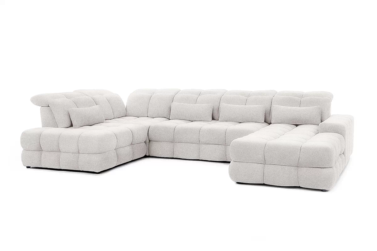 Rohová sedací souprava Magnelio Prestige U III levá s elektrickým vysouváním - béžová látka Raven 22 Rohová sedací souprava z elektricky wysuwanym sedadlem Magnelio Prestige U III levá - béžová biucle Raven 22