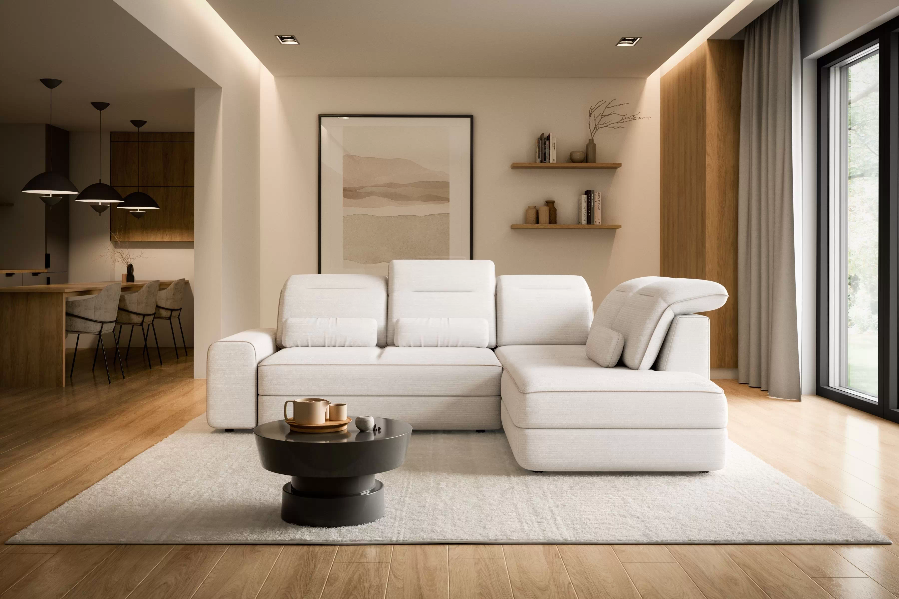 Rohová pohovka Tulia L s elektricky výsuvným sedákem Rohová sedací souprava z elektricky wysuwanym sedadlem Tulia L