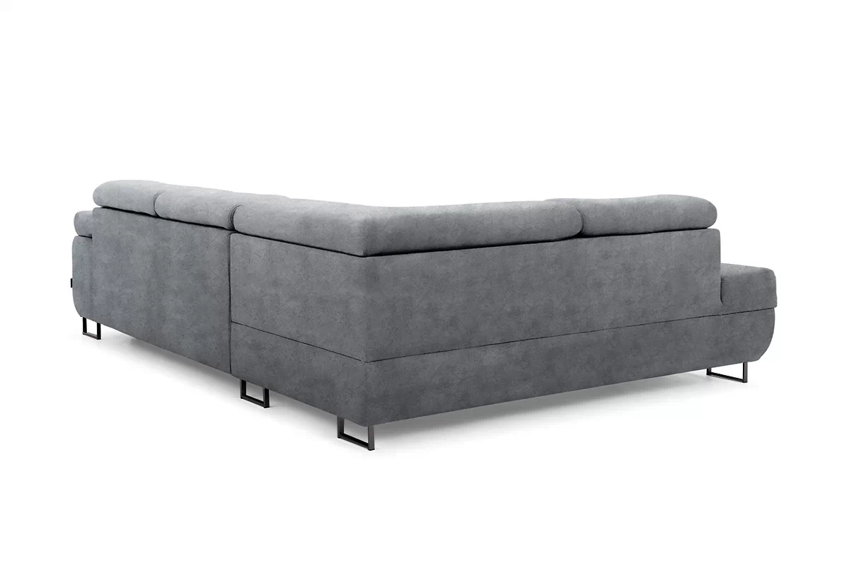 Rozkládací rohová sedací souprava Annabelle L levá - grafitová Zetta 304 / černé nožky Rohová sedací souprava rozkládací Annabelle L levá - grafitová samet hydrofobní  Zetta 304 / Nohy černá