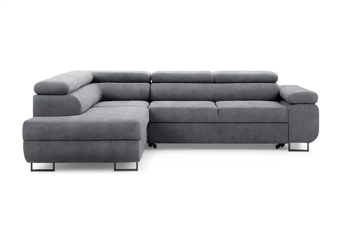 Rozkládací rohová sedací souprava Annabelle L levá - grafitová Zetta 304 / černé nožky Rohová sedací souprava rozkládací Annabelle L levá - grafitová samet hydrofobní  Zetta 304 / Nohy černá