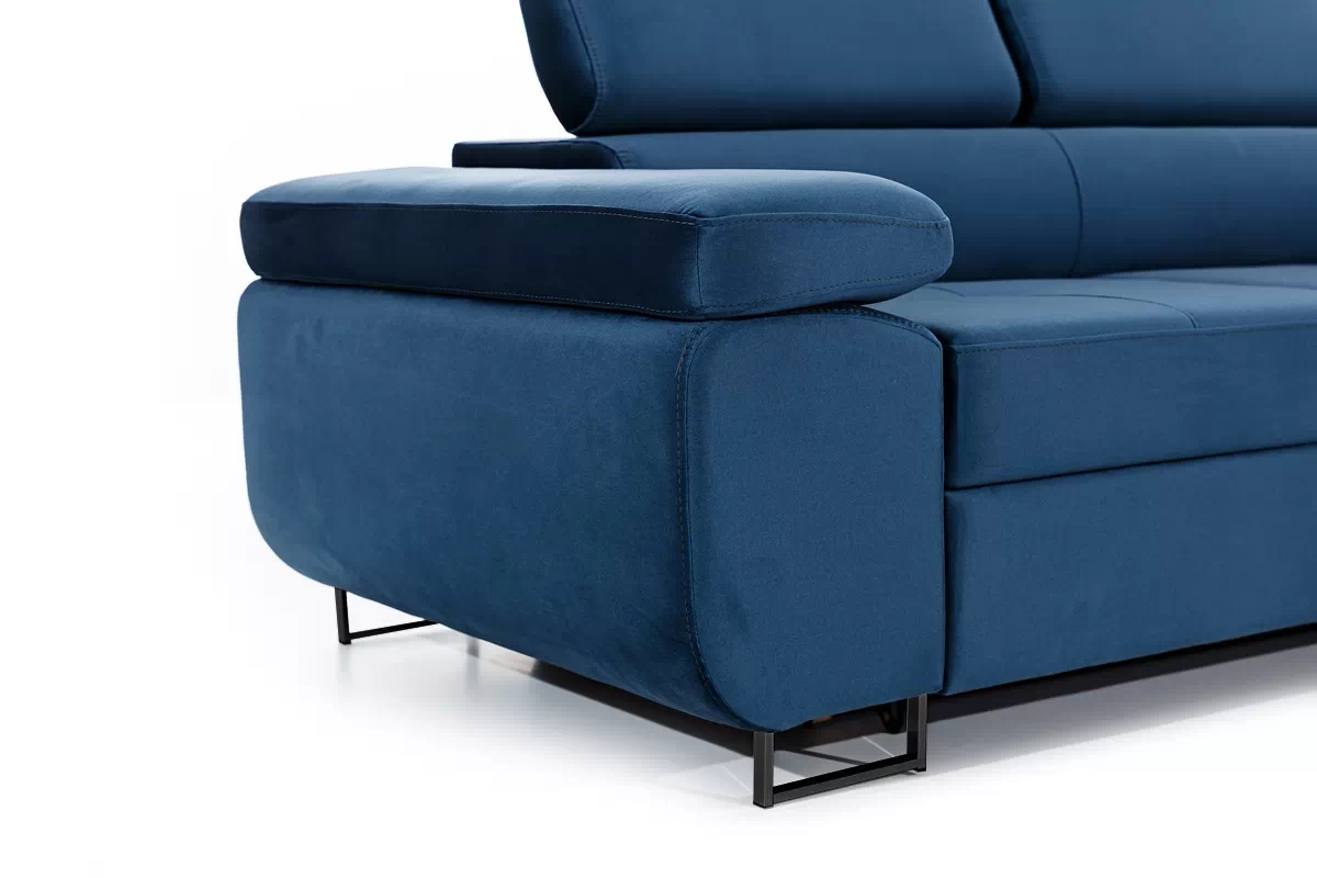 Rozkladacia rohová sedacia súprava Annabelle L pravá - tmavomodrý zamat Monolith 77 / čierne nožičky Rohová sedacia súprava s funkciou spania Annabelle L pravá strana - granátová zamat hydrofobowy Monolith 77 / nožičky čierny