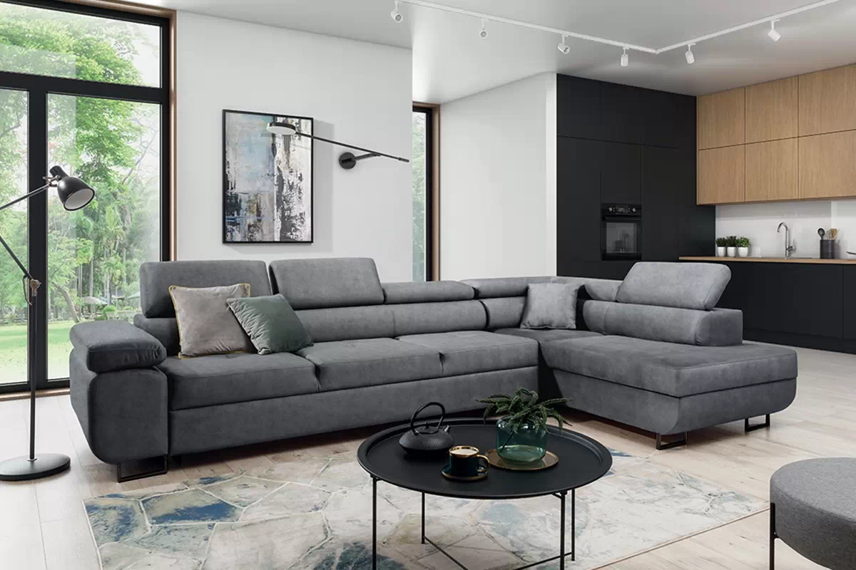 Rozkládací rohová sedací souprava Annabelle Maxi - černé nožky Rohová sedací souprava rozkládací Annabelle Maxi / Nohy černá