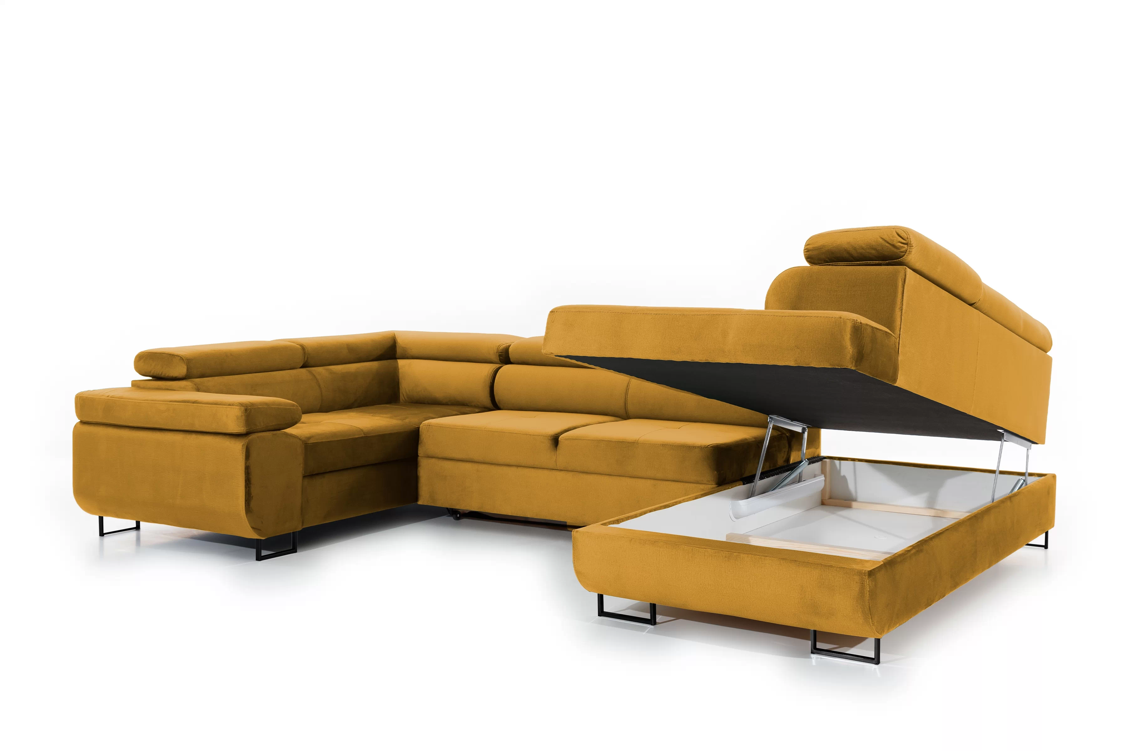 Rozkladacia rohová sedacia súprava Annabelle U - čierne nožičky Rohová sedacia súprava s funkciou spania Annabelle U / nožičky čierny