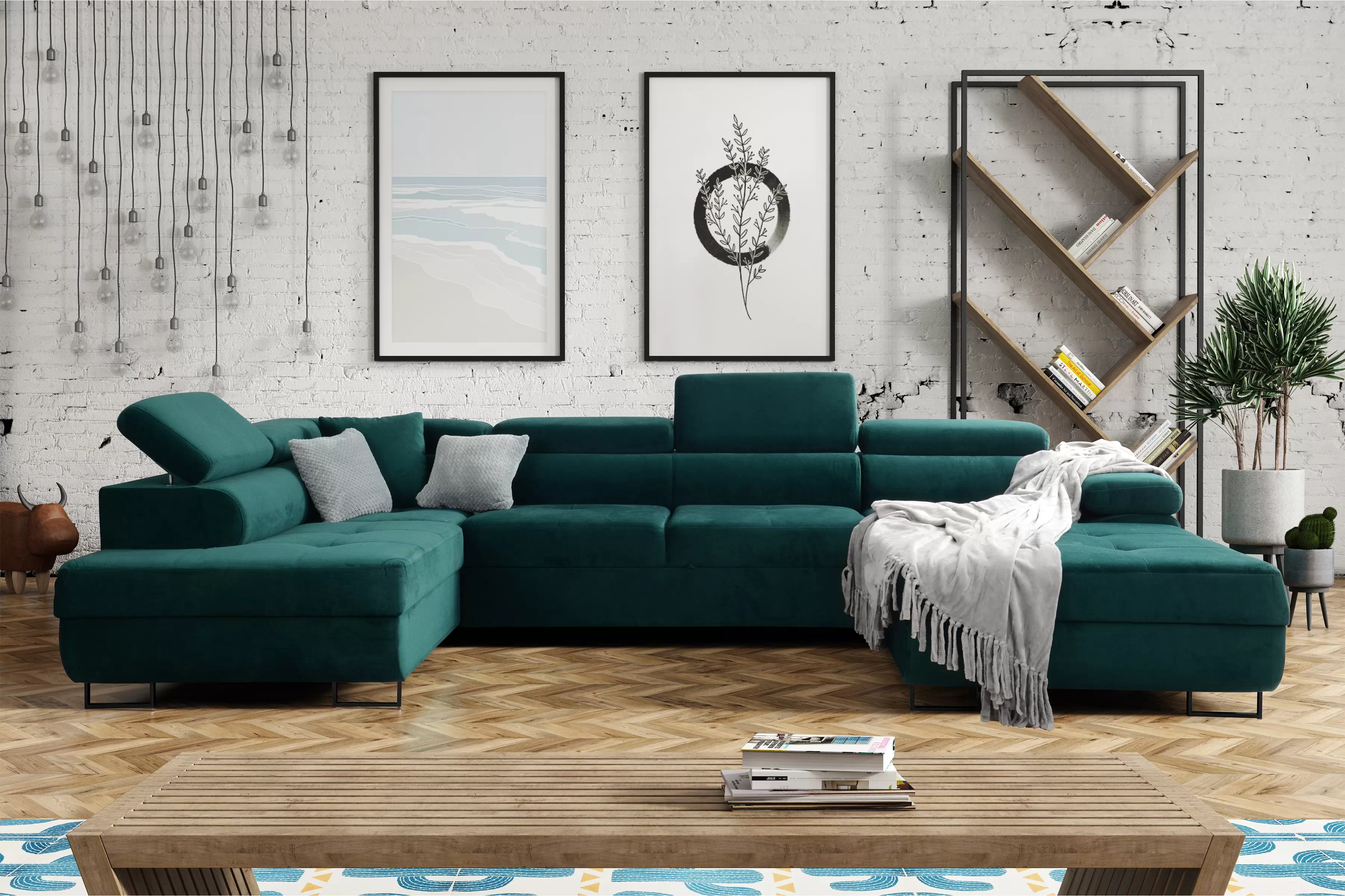 Rozkladacia rohová sedacia súprava Annabelle U II - čierne nožičky Rohová sedacia súprava s funkciou spania Annabelle U II / nožičky čierny