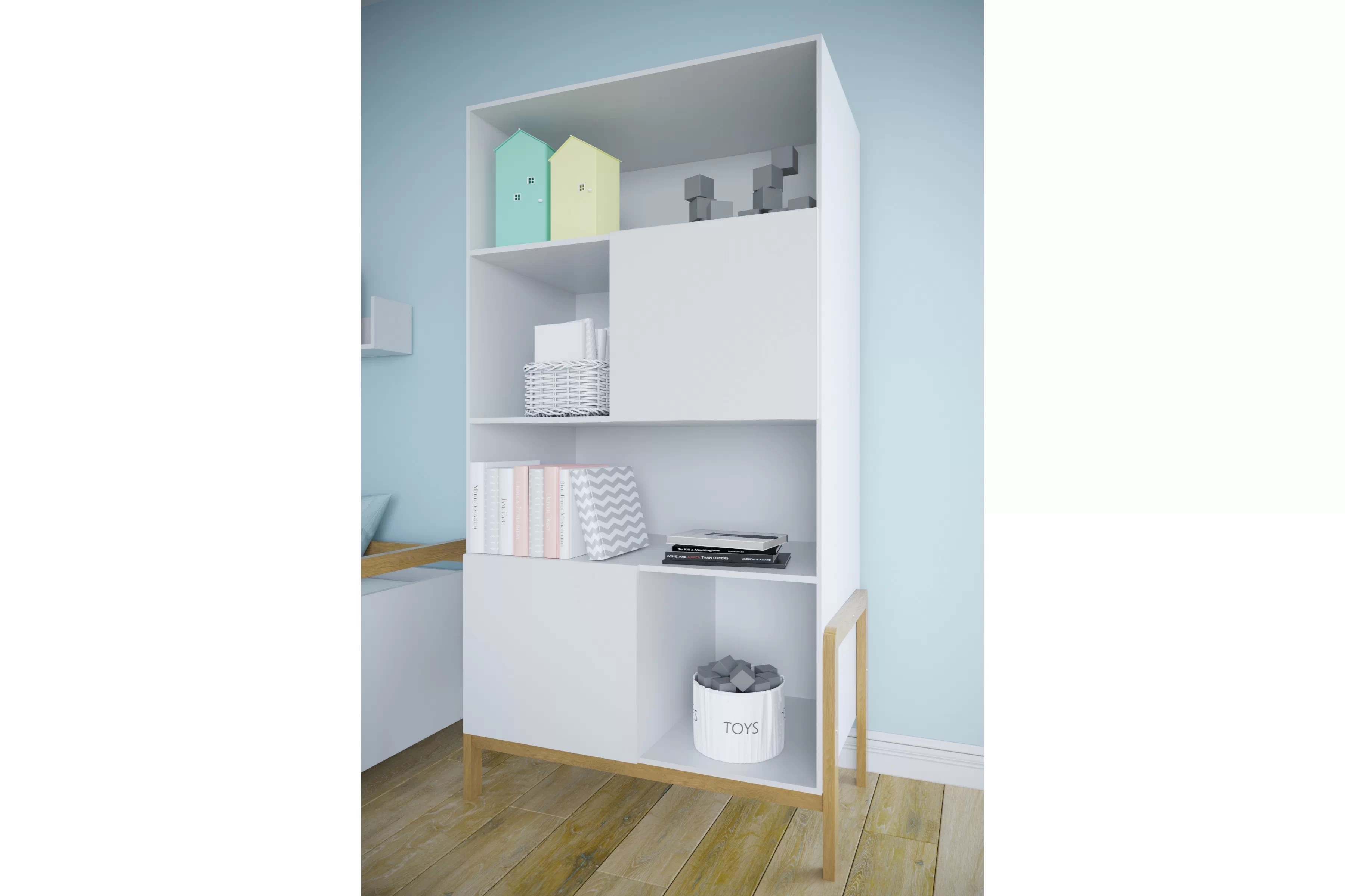 Detský regál Silia 90 cm - alpská biela / dub Regál Detský Silia 90 cm - Biela alpejska / Dub